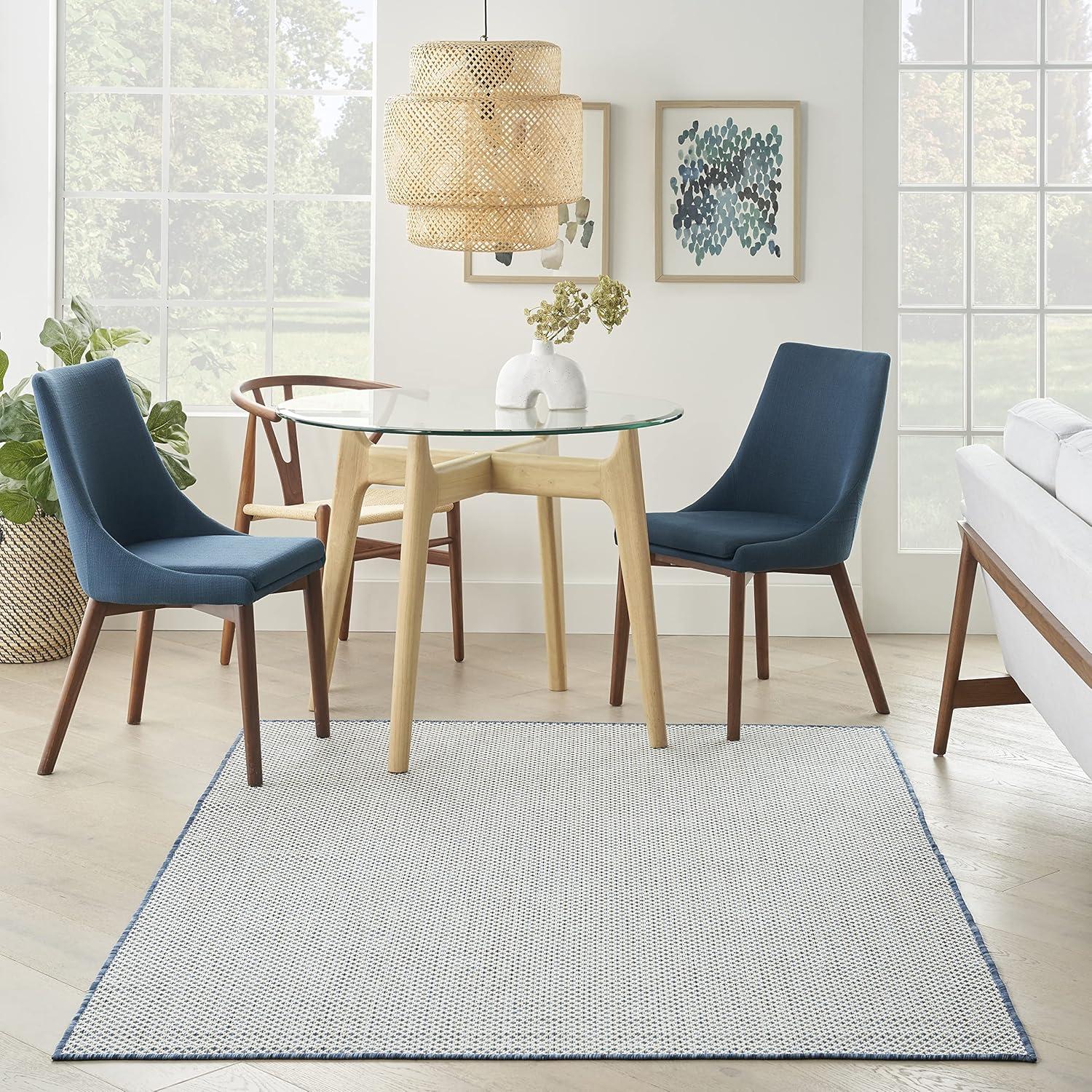 Nourison Courtyard COU01 Indoor/outdoor Area Rug - Ivory Blue 6' x 9'