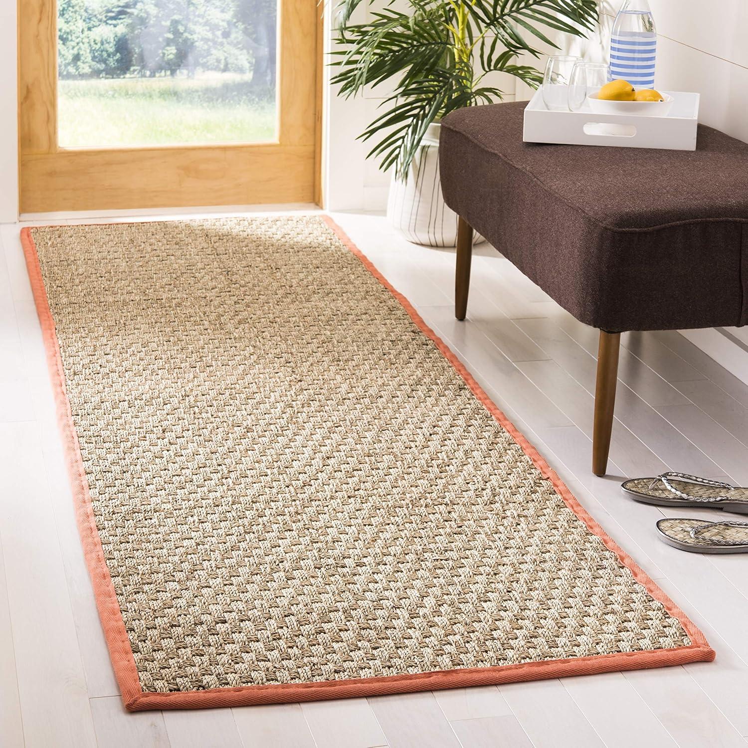 Natural Fiber NF114 Power Loomed Indoor Runner Rug - Natural/Rust - 2'6"x8' - Safavieh.