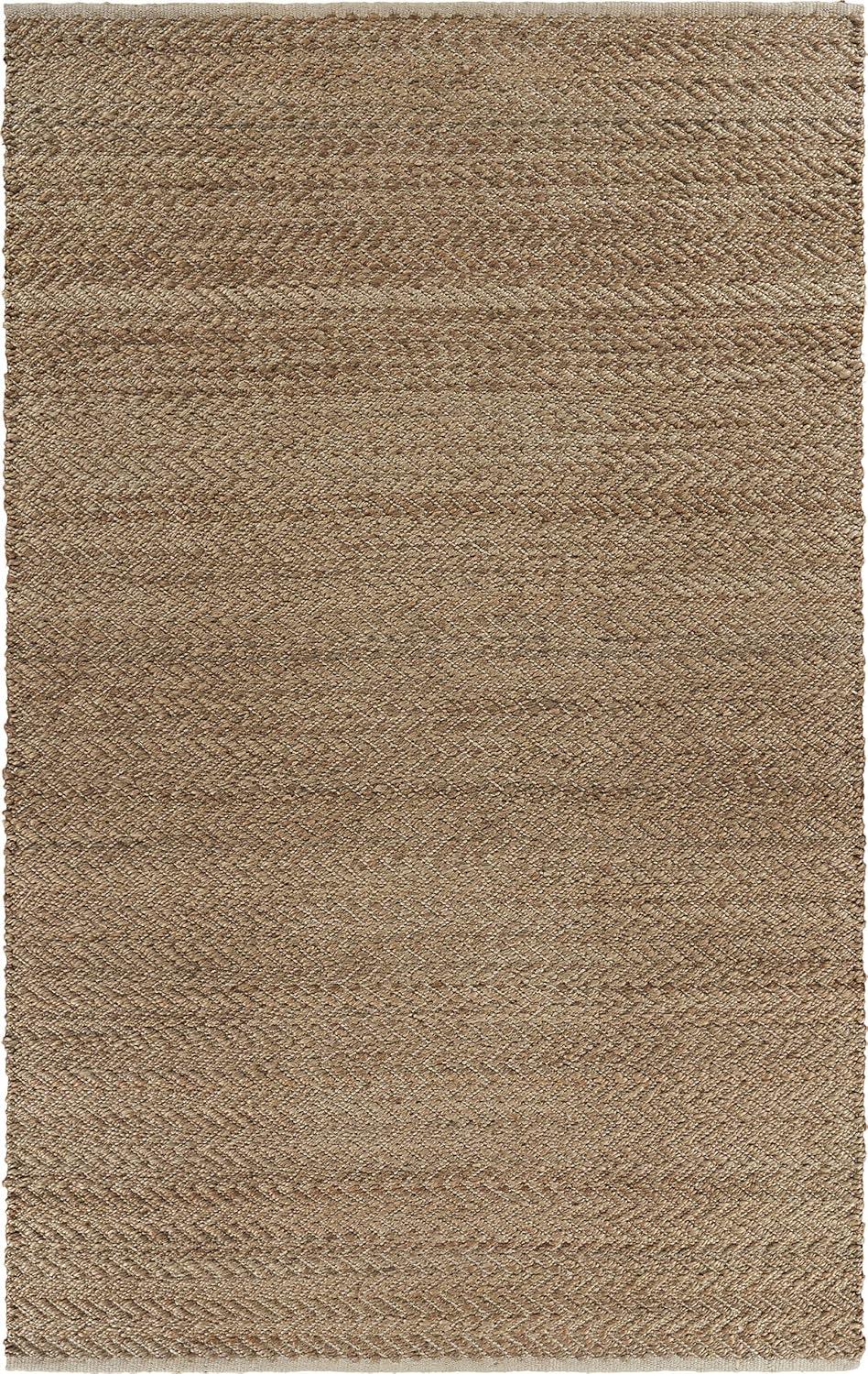 LR Home 5x8 Scalloped Natural Jute Indoor Area Rug for Home Decor | Classic Rugs for Bedroom, Living Room, Playroom, Entryway | Modern Farmhouse Boho Area Rug for Room Decor | Tan