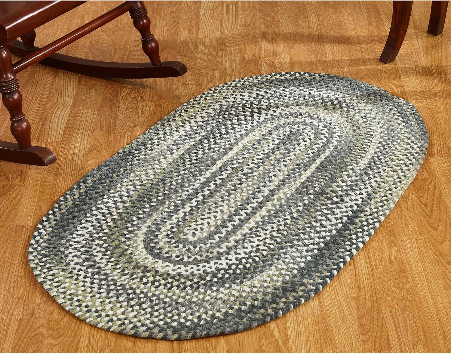 Better Trends Ombre Braid Braided Reversible Indoor Area Utility Rug, 100% Cotton, 20" x 30" Oval, Olive