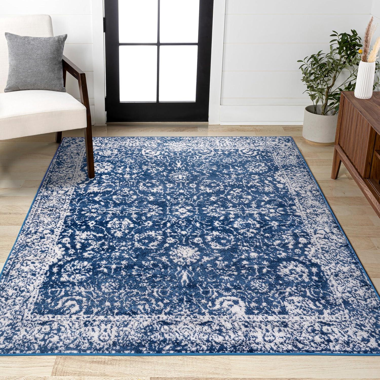 3'x5' Soleiman Modern Persian Area Rug, Navy - JONATHAN Y