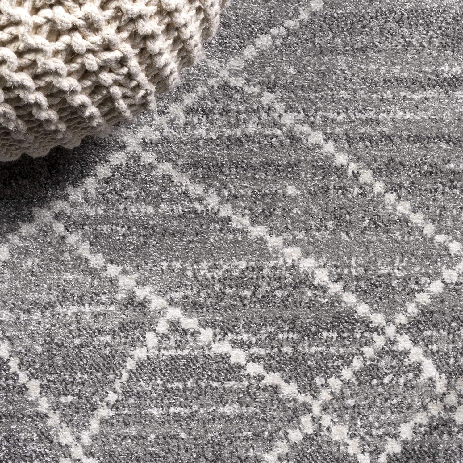 2'x8' Asilah Moroccan Modern Diamond Runner Rug, Gray - JONATHAN Y