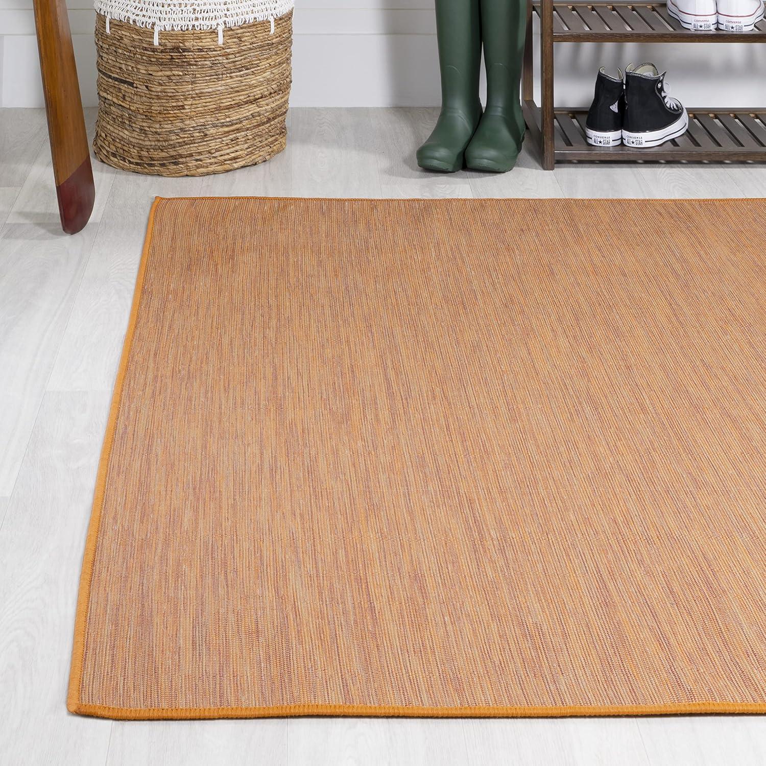8'x10' Ethan Modern Flatweave Solid  Area Rug, Orange - JONATHAN Y