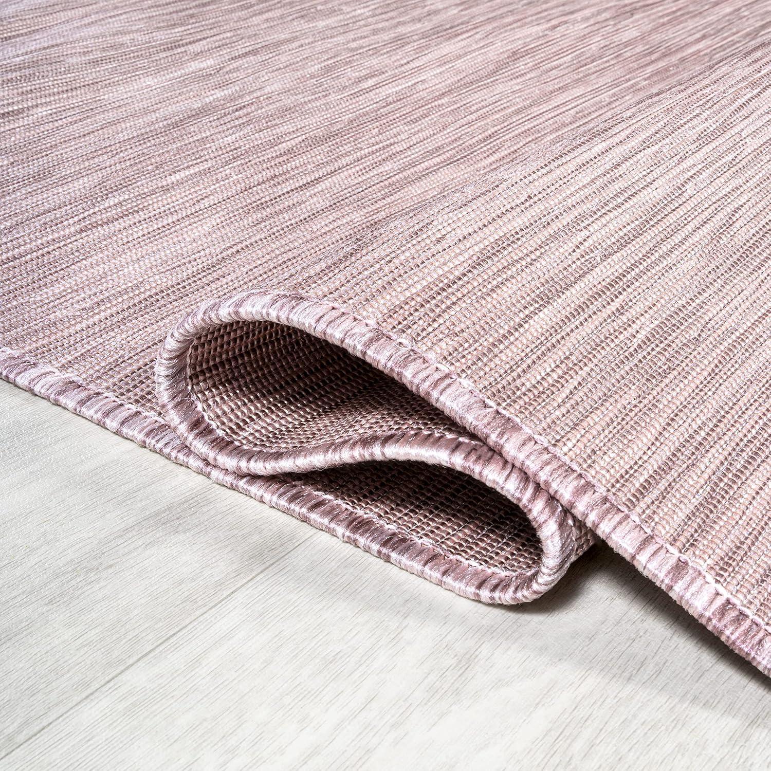 9'x12' Ethan Modern Flatweave Solid  Area Rug, Pink - JONATHAN Y