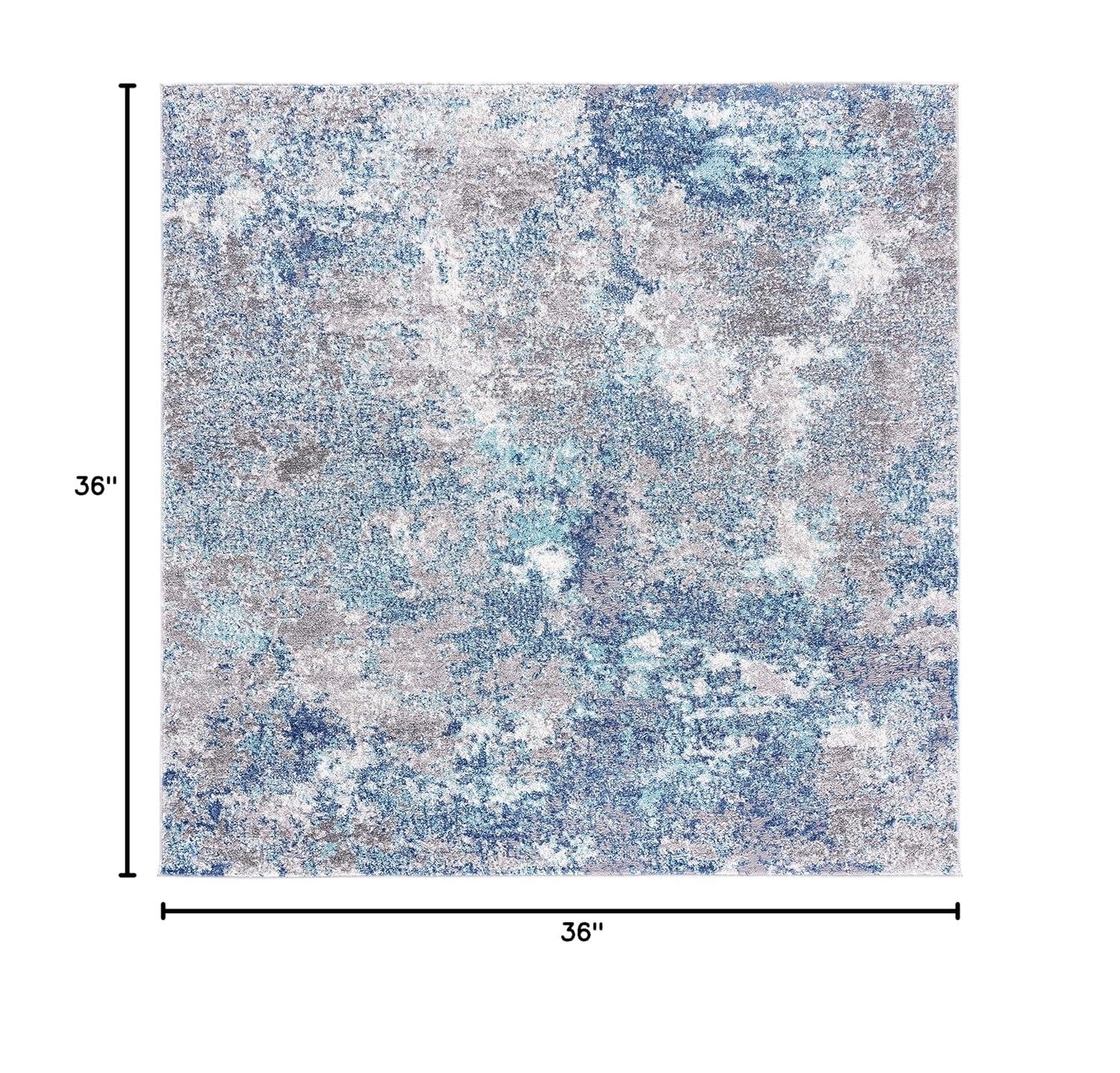 Aston ASN710 Power Loomed Area Rug - Navy/Grey - 3'x3' - Safavieh.