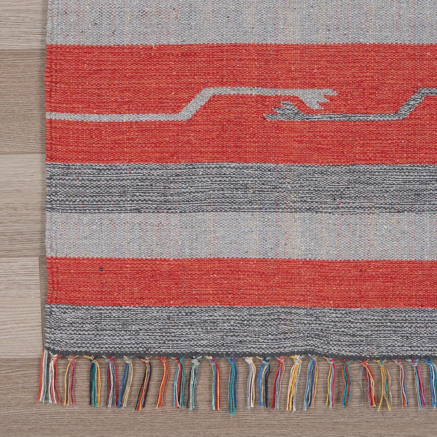 Nourison Baja Tribal Grey/Red 3'6" x 5'6" Area Rug, (4x6)