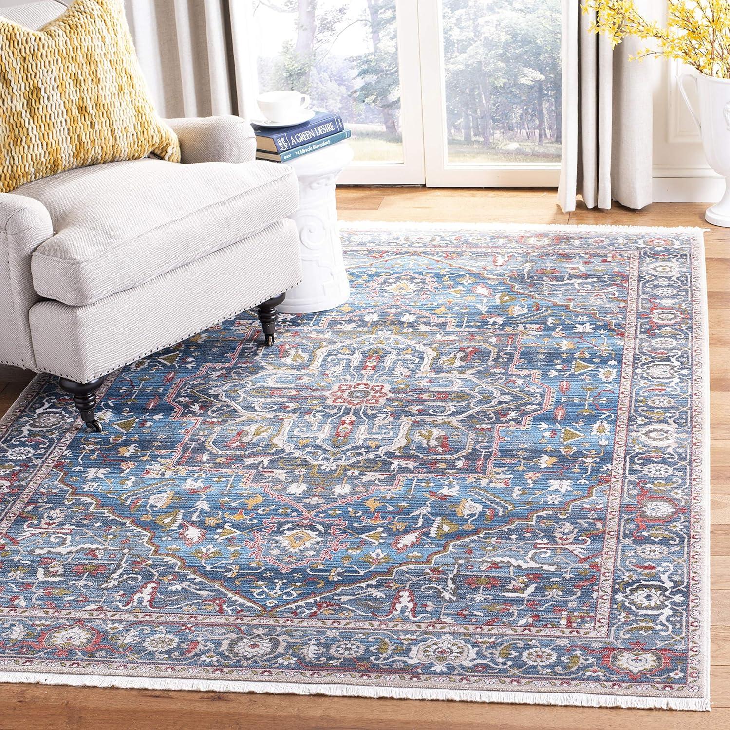 Vintage Persian VTP479 Power Loomed Area Rug - Blue/Ivory - 8'x10' - Safavieh.
