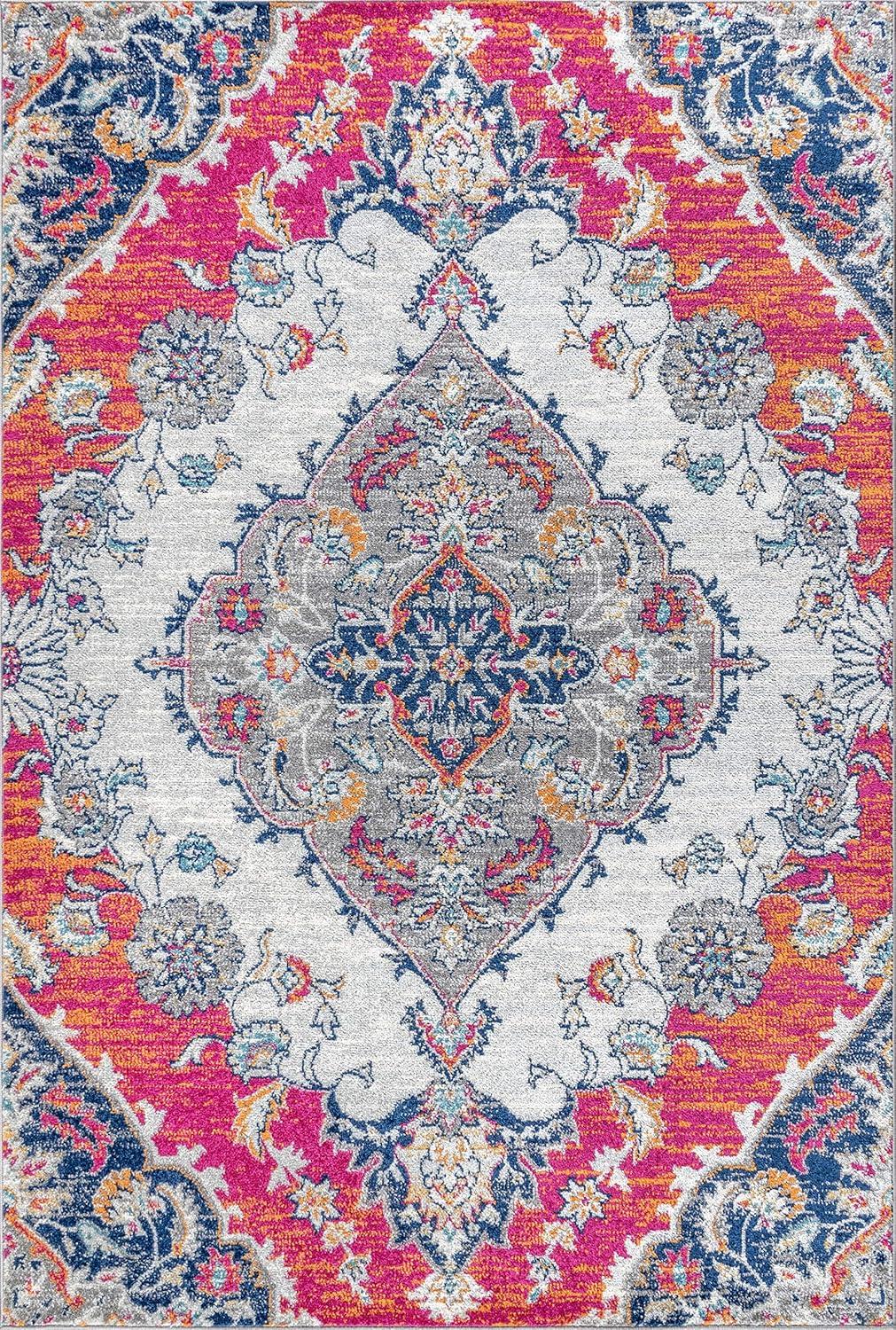 JONATHAN Y Bohemian FLAIR Boho Vintage Medallion Blue/Multi 4 ft. x 6 ft. Area Rug