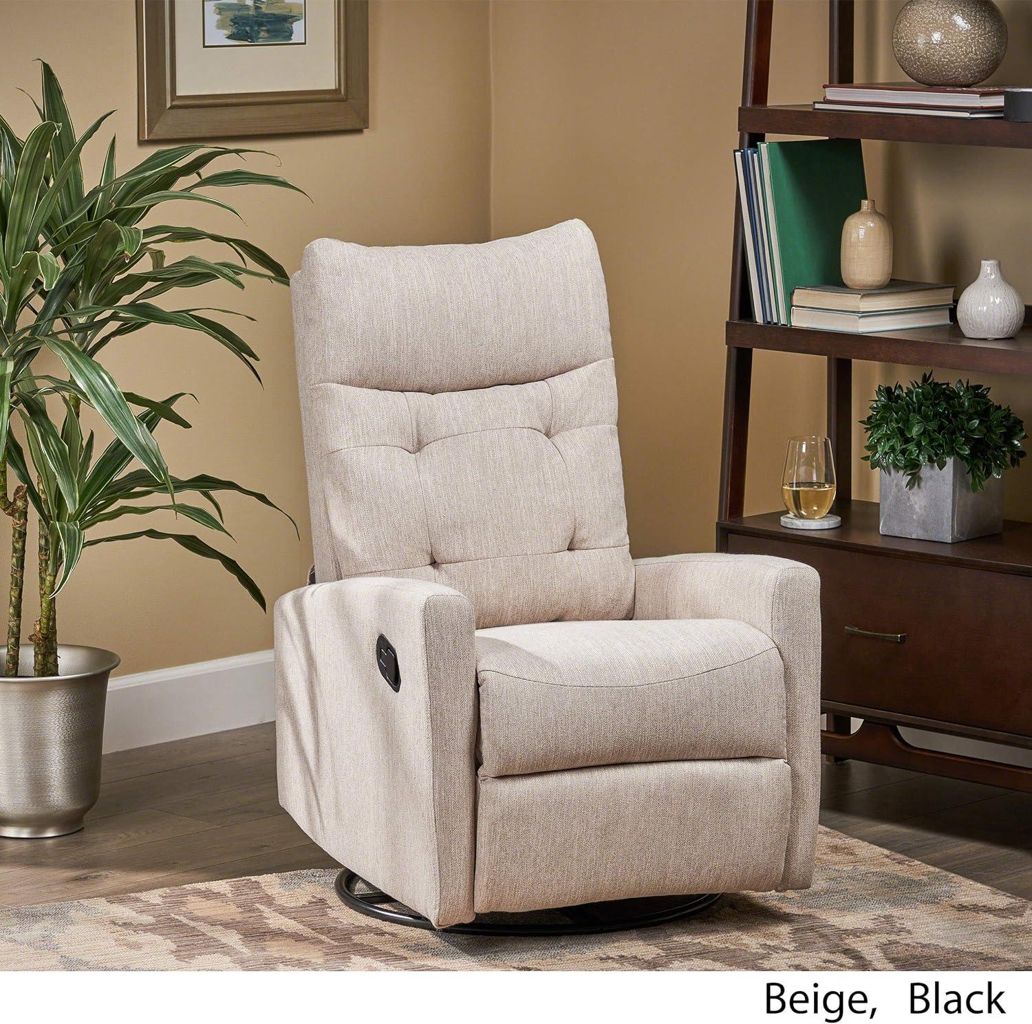 Christopher Knight Home Woodglen Contemporary Glider Swivel Recliner Beige: Upholstered Polyester, Wood Frame