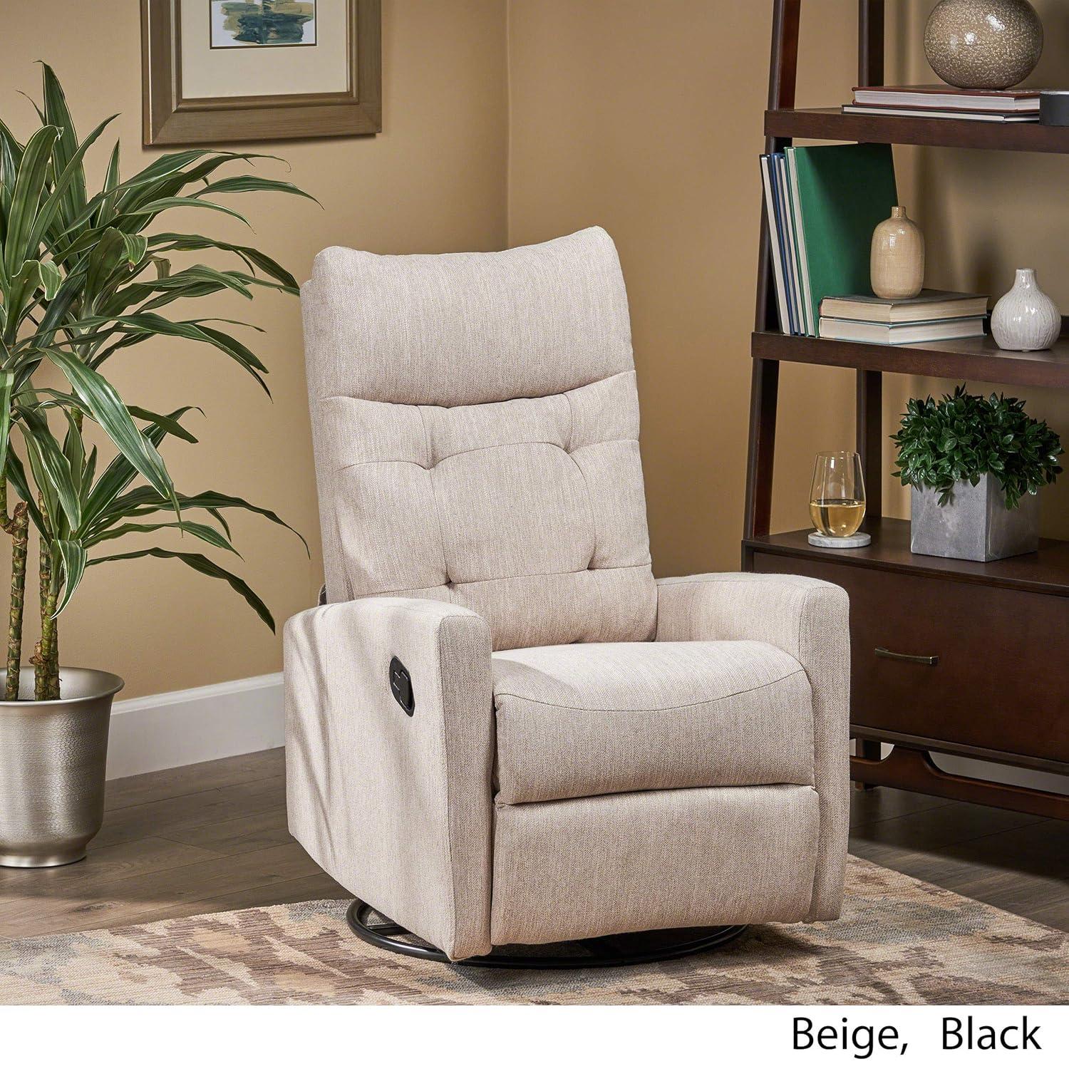 Christopher Knight Home Woodglen Contemporary Glider Swivel Recliner Beige: Upholstered Polyester, Wood Frame