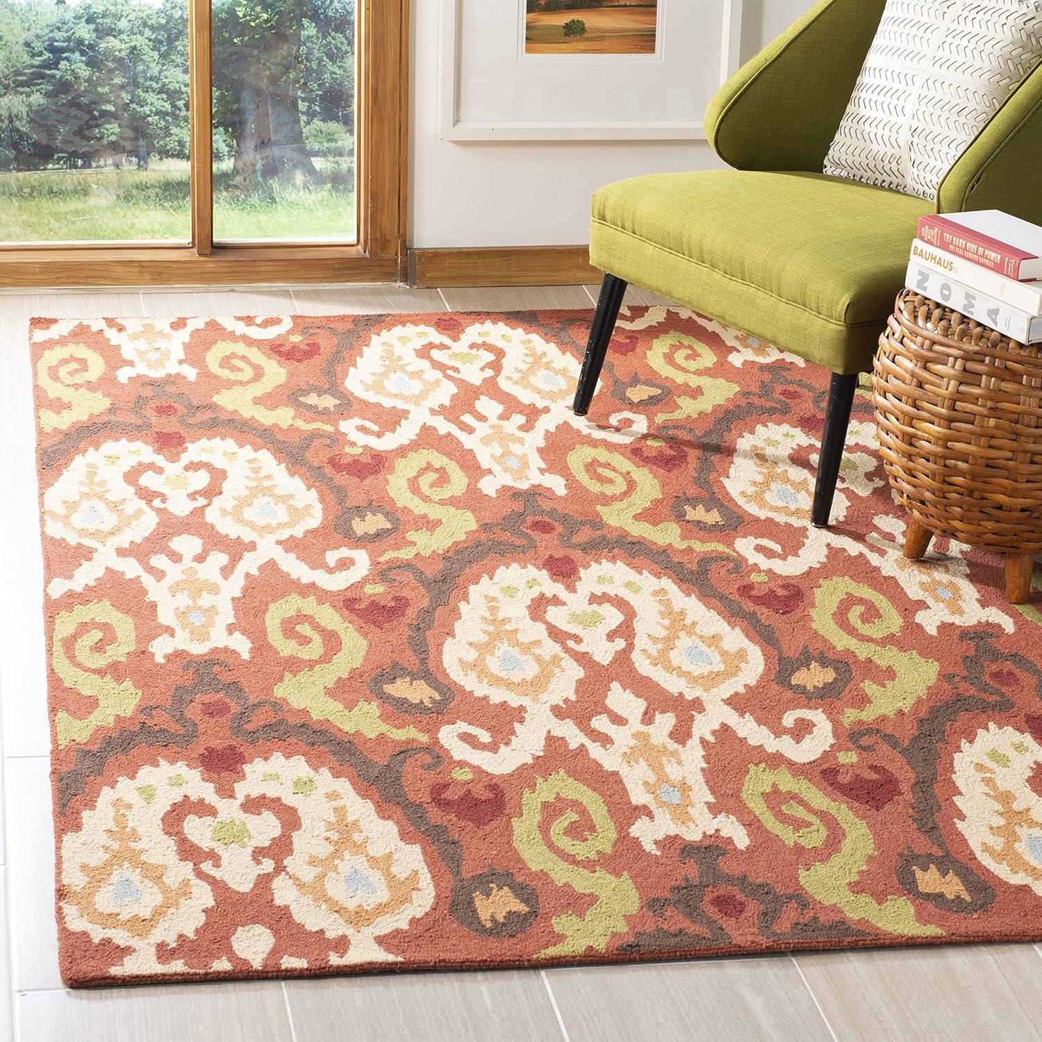 SAFAVIEH Chelsea Landen Southwestern Wool Area Rug, Rust/Multi, 5'3" x 8'3"