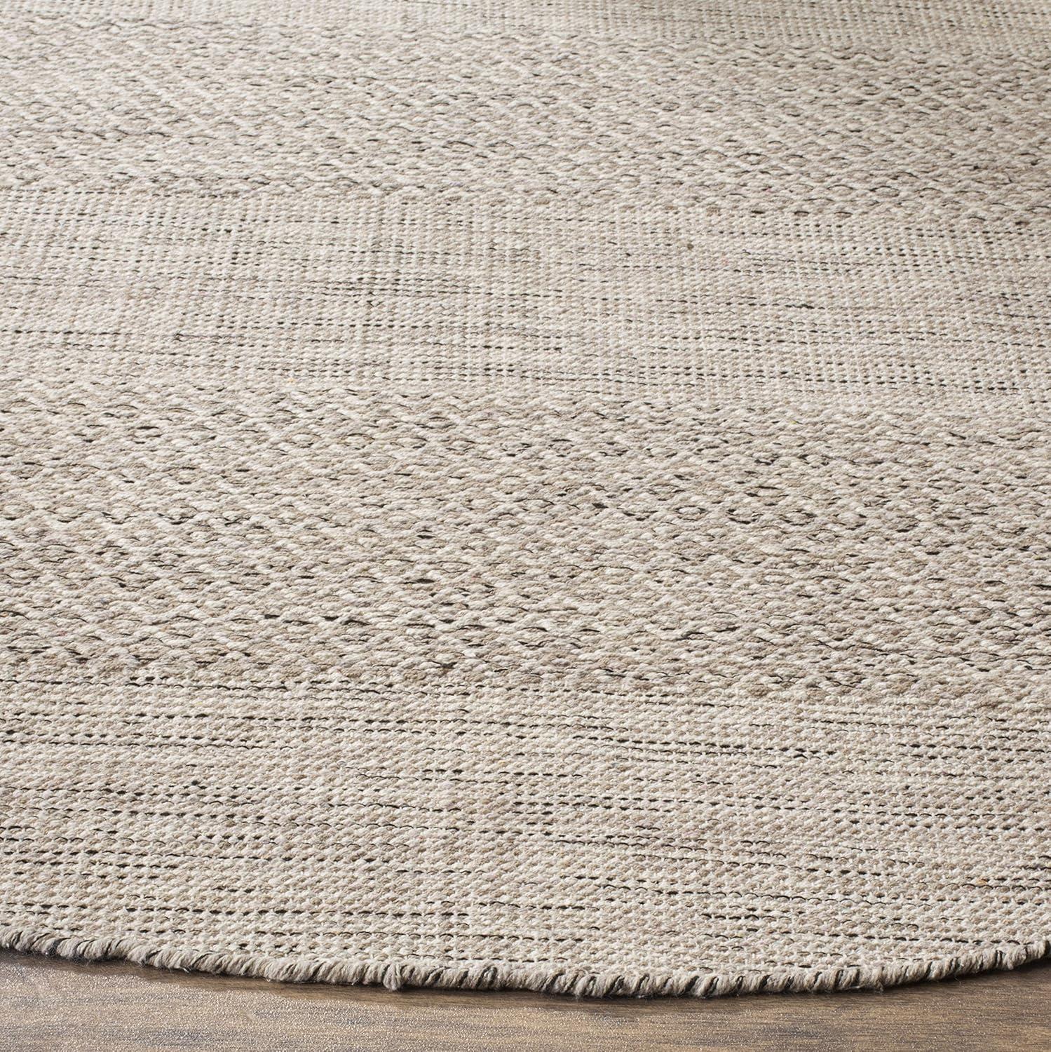 Ivory & Steel Grey Handmade Cotton Geometric Area Rug - 11' x 15'