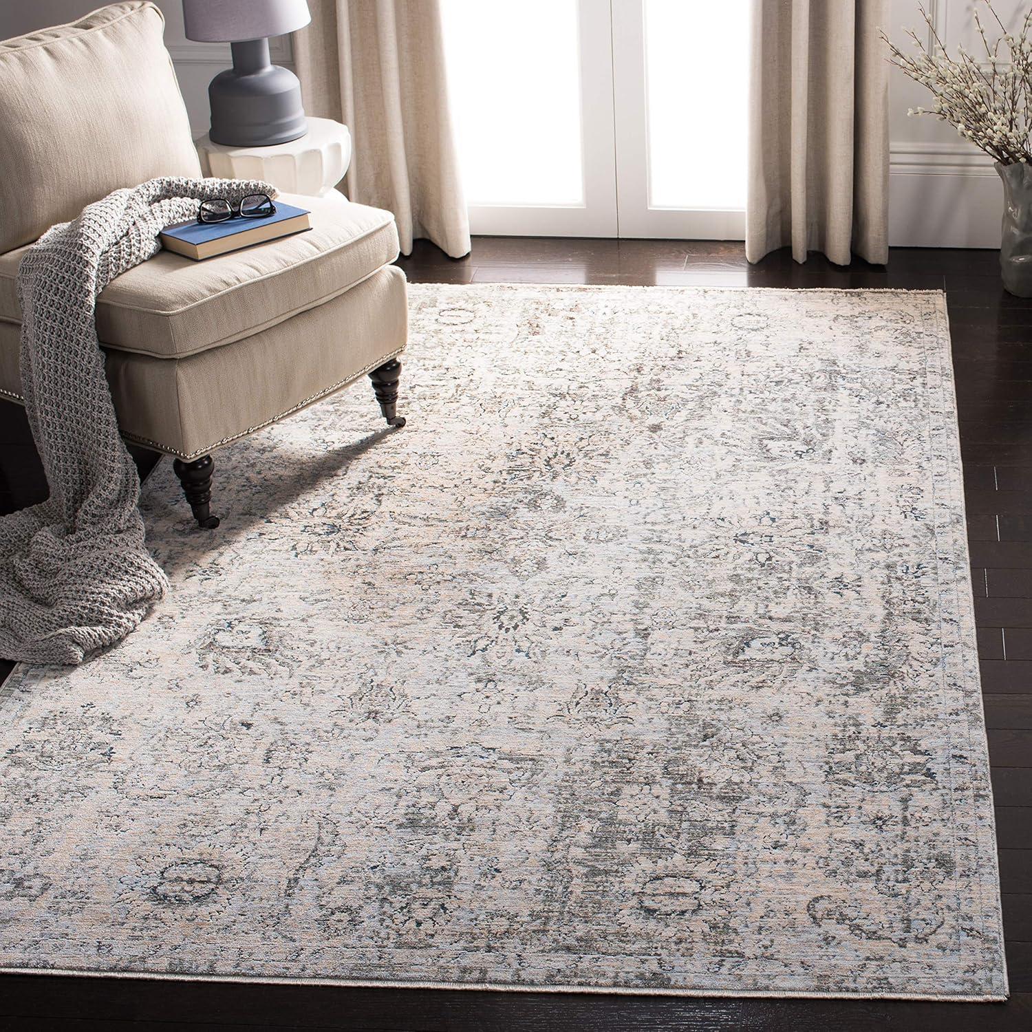 Gray and Beige 4' x 6' Synthetic Area Rug