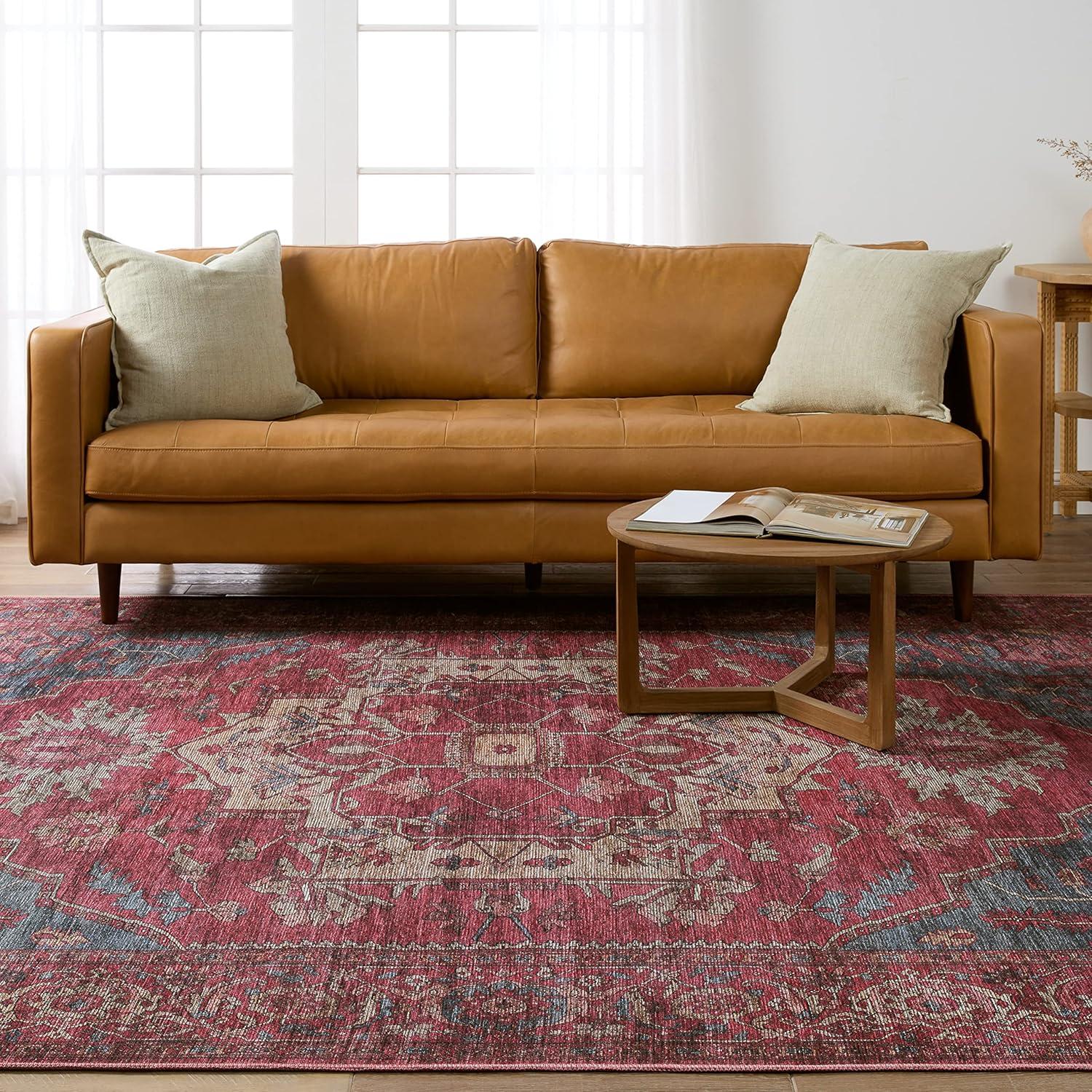 Handmade Red Medallion Cotton Rectangular Area Rug