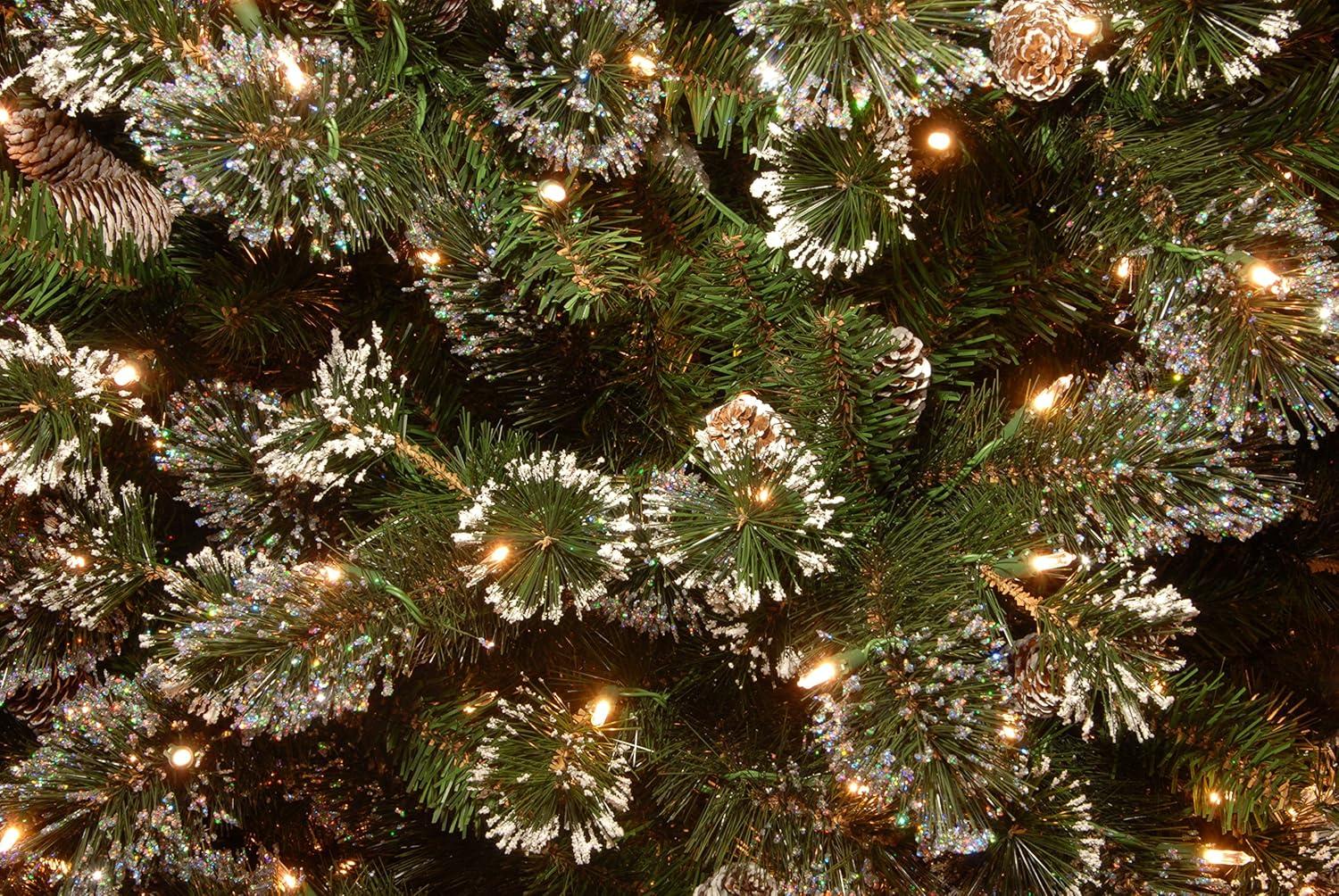 National Tree Company 7.5 ft. Glittery Pine Slim Tree with Clear Lights