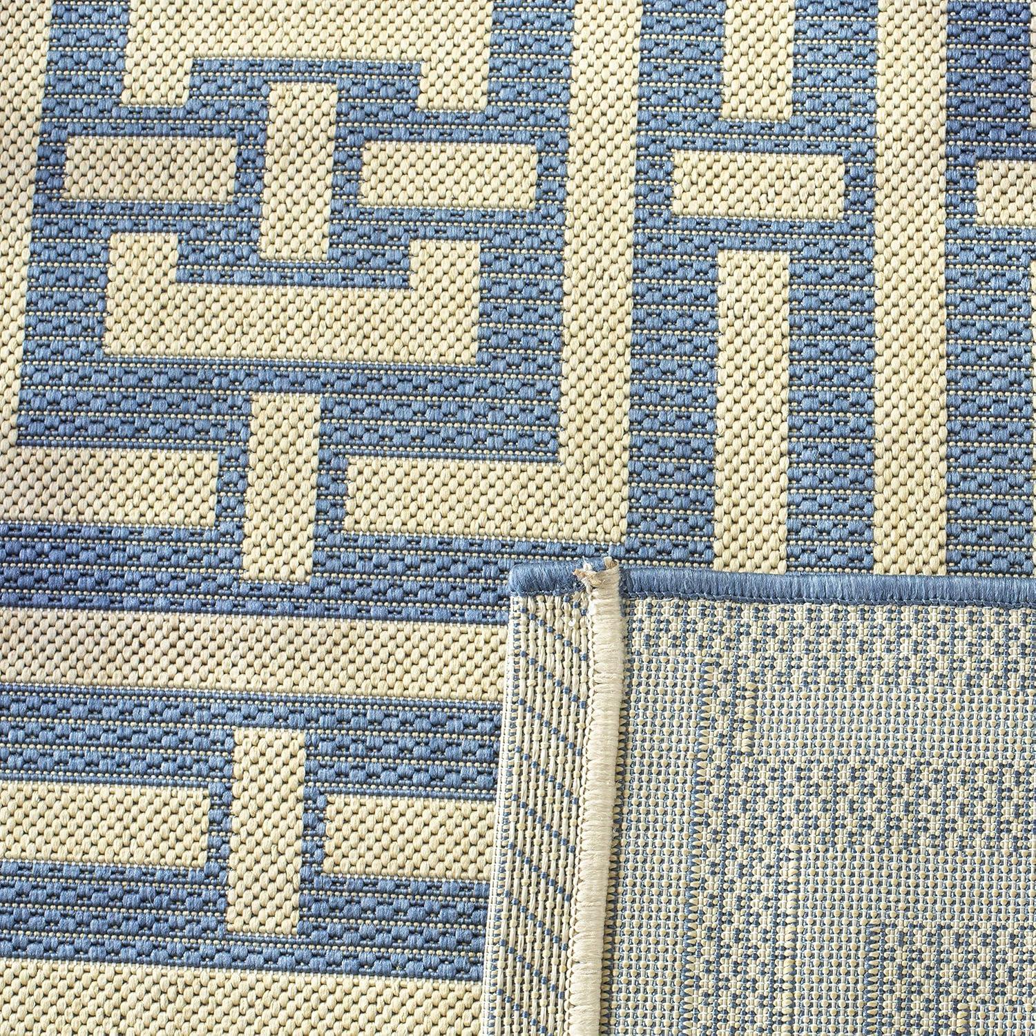 SAFAVIEH Courtyard Ariana Geometric Indoor/Outdoor Area Rug, 2'7" x 5', Blue/Bone