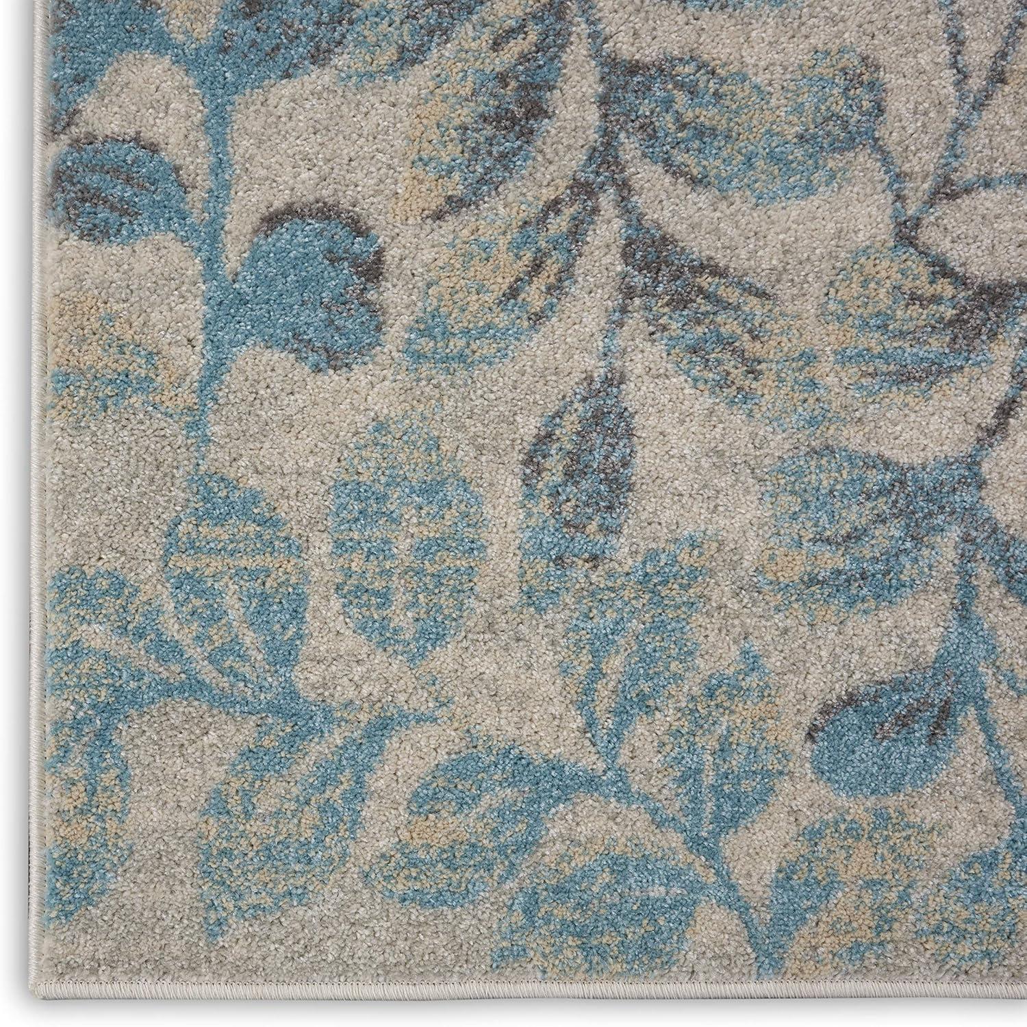 Ivory & Turquoise Floral Bliss 6' x 9' Synthetic Area Rug