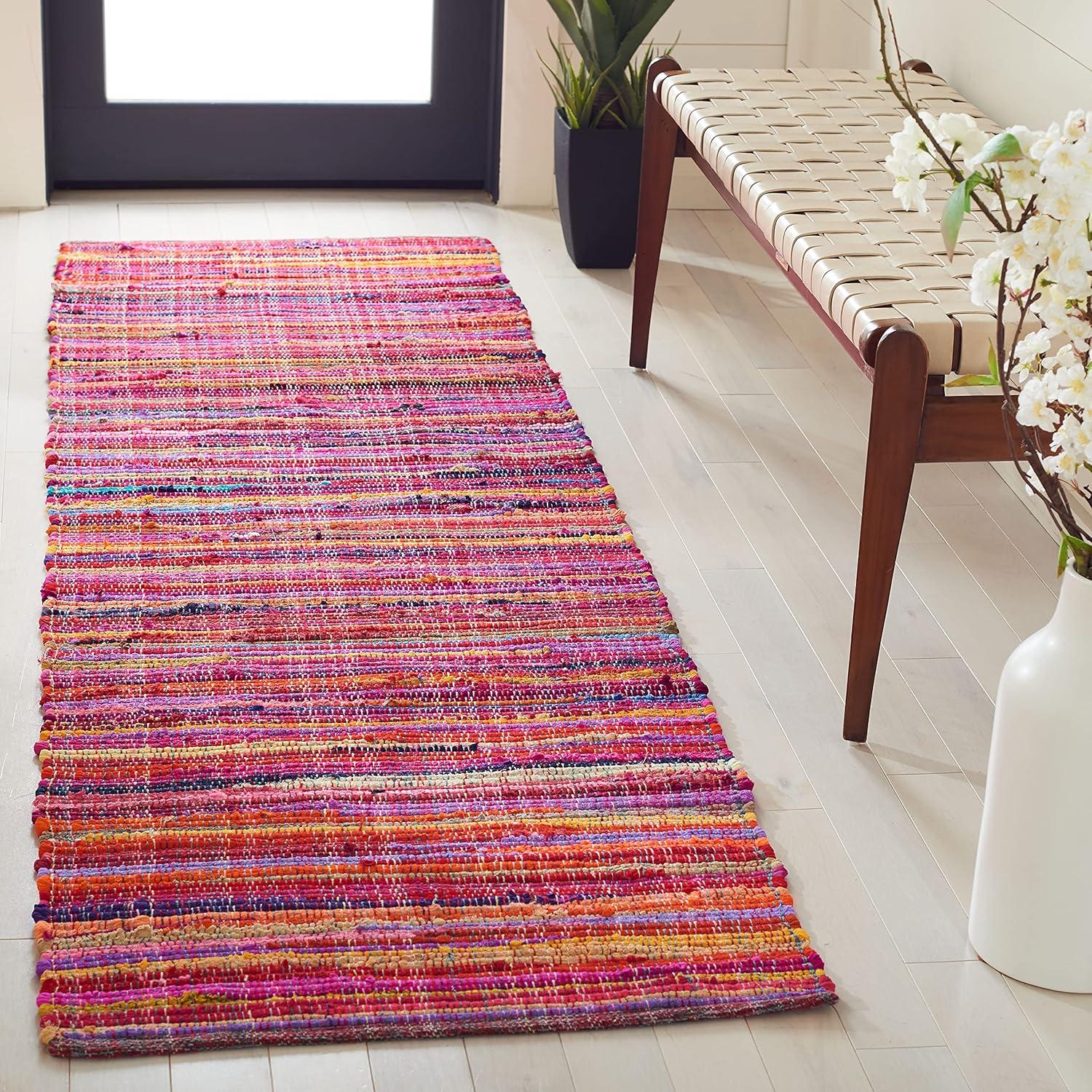 Rag Runner Rug RAR240 Hand Woven Runner Rug - Red/Multi - 2'3"x8' - Safavieh.