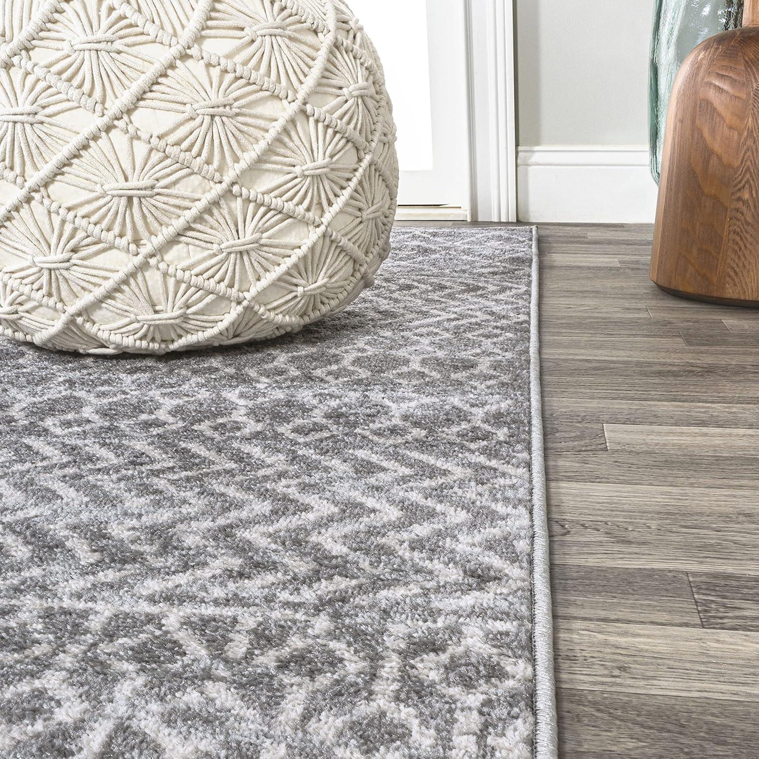 Gray and Cream Geometric Flat Woven Runner Rug