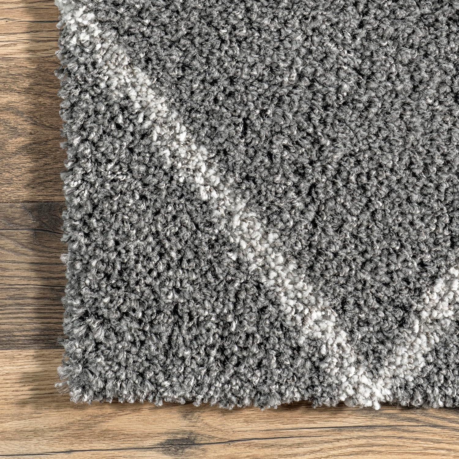 Nuloom Tess Trellis 5x8 Shag Indoor Area Rug for Living Room Bedroom Dining Room Nursery, Dark Grey/Ivory