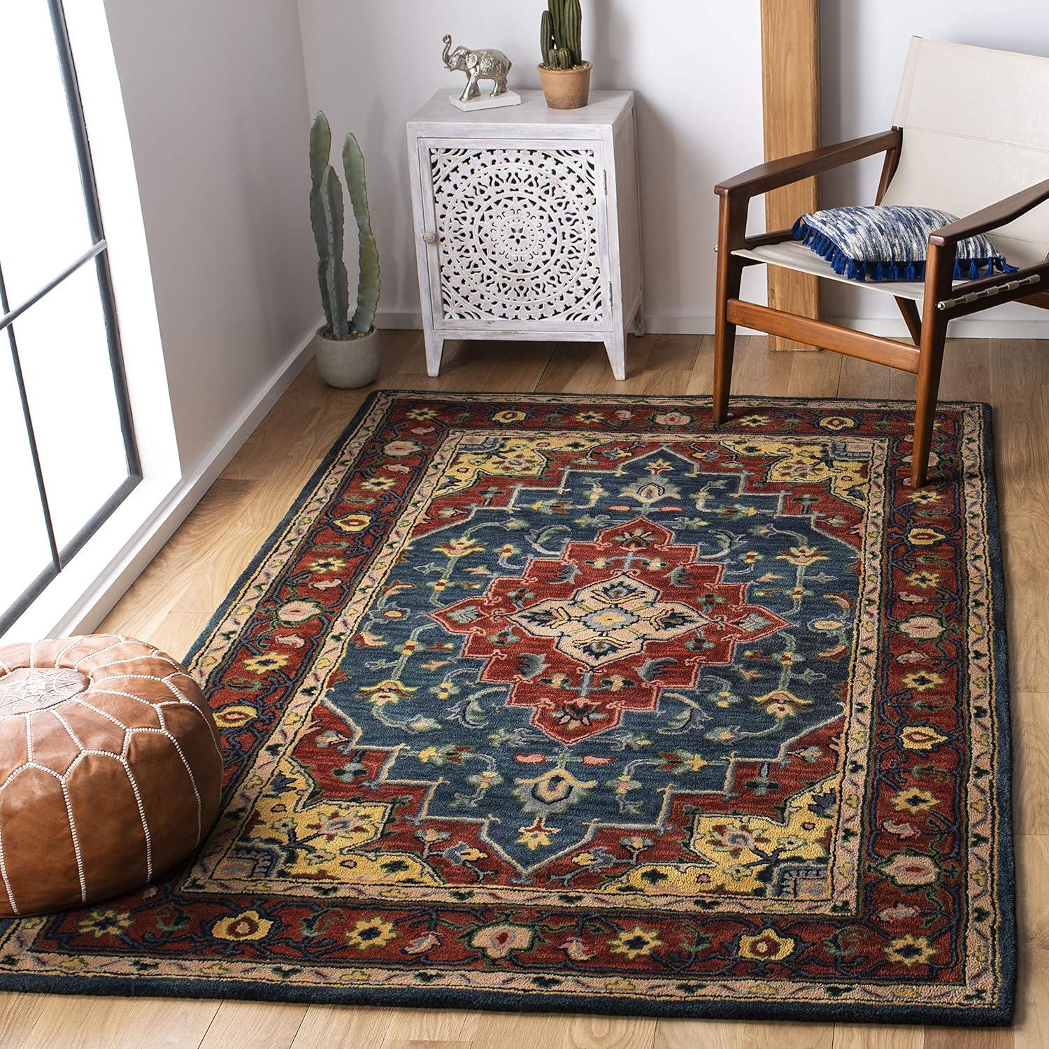 Heritage HG923 Hand Tufted Area Rug - Blue/Red - 6'x6' - Safavieh.