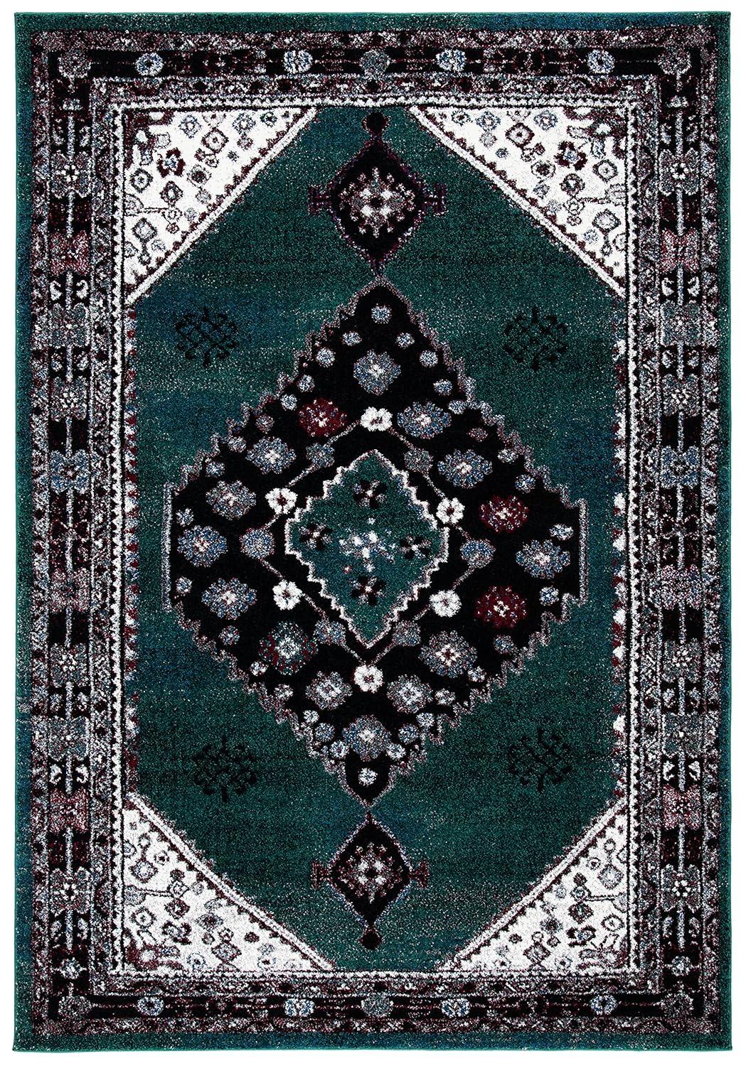 Vintage Hamadan VTH202 Power Loomed Area Rug - Green/Black - 5'3"x7'6" - Safavieh.