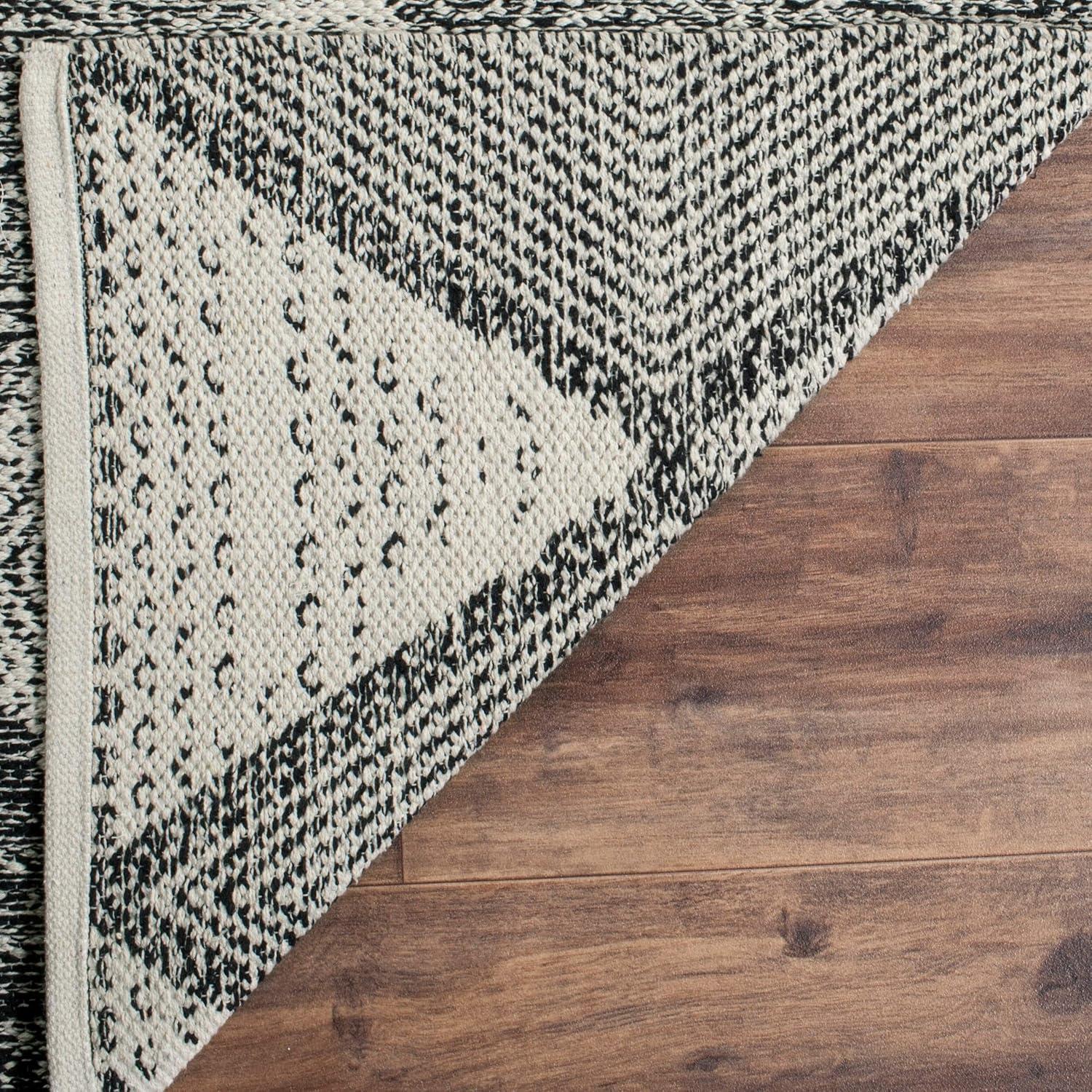 Montauk Black Geometric Wool Cotton 6' x 9' Area Rug