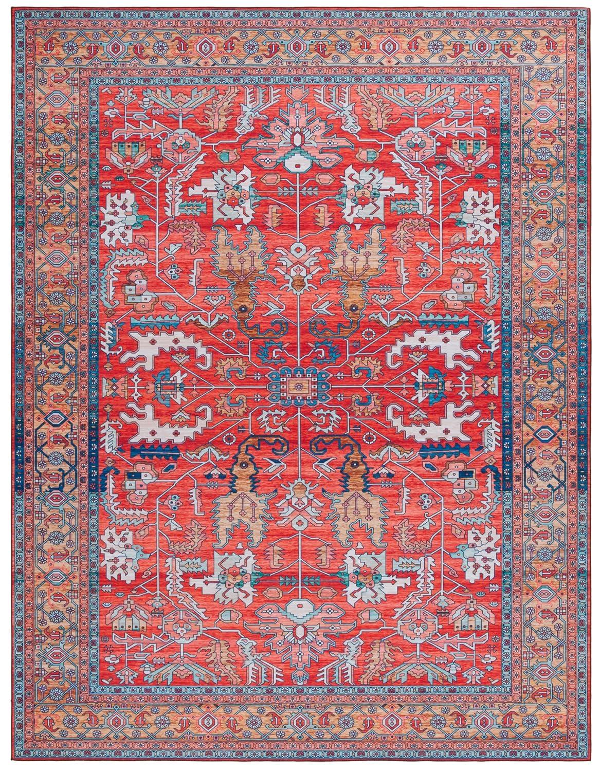 Tucson TSN152 Power Loomed Indoor Machine Washable Area Rug - Rust/Navy - 8'x10' - Safavieh