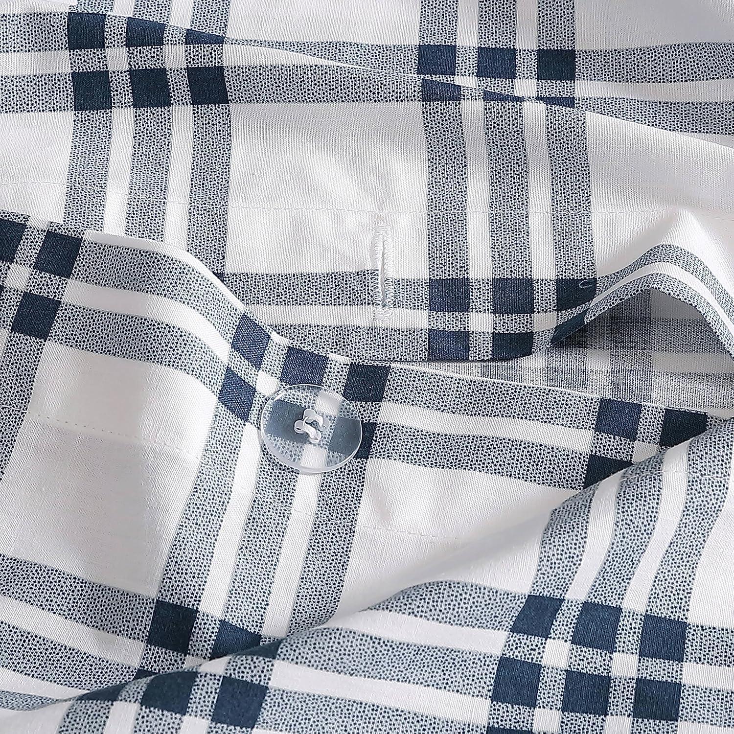 Eddie Bauer Basic Plaid Duvet Set Navy Blue