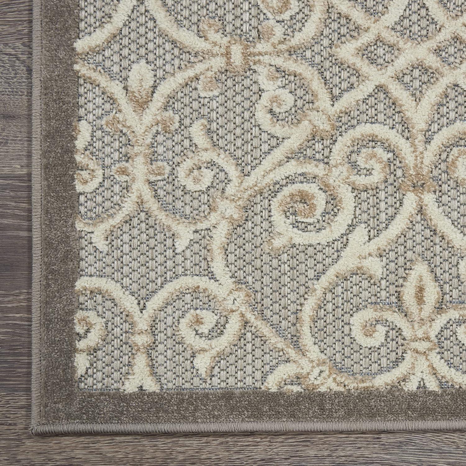 Nourison Aloha Contemporary Scroll Flatweave High-Low Indoor Outdoor Area Rug Natural 5'3" x 7'5"