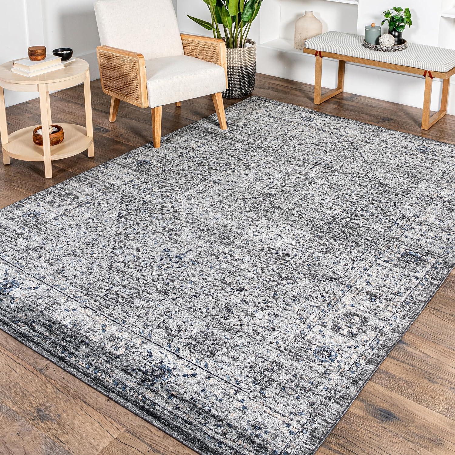Nuloom Doris Geometric 9x12 Indoor Area Rug for Living Room Bedroom Dining Room Kitchen, Grey/Ivory