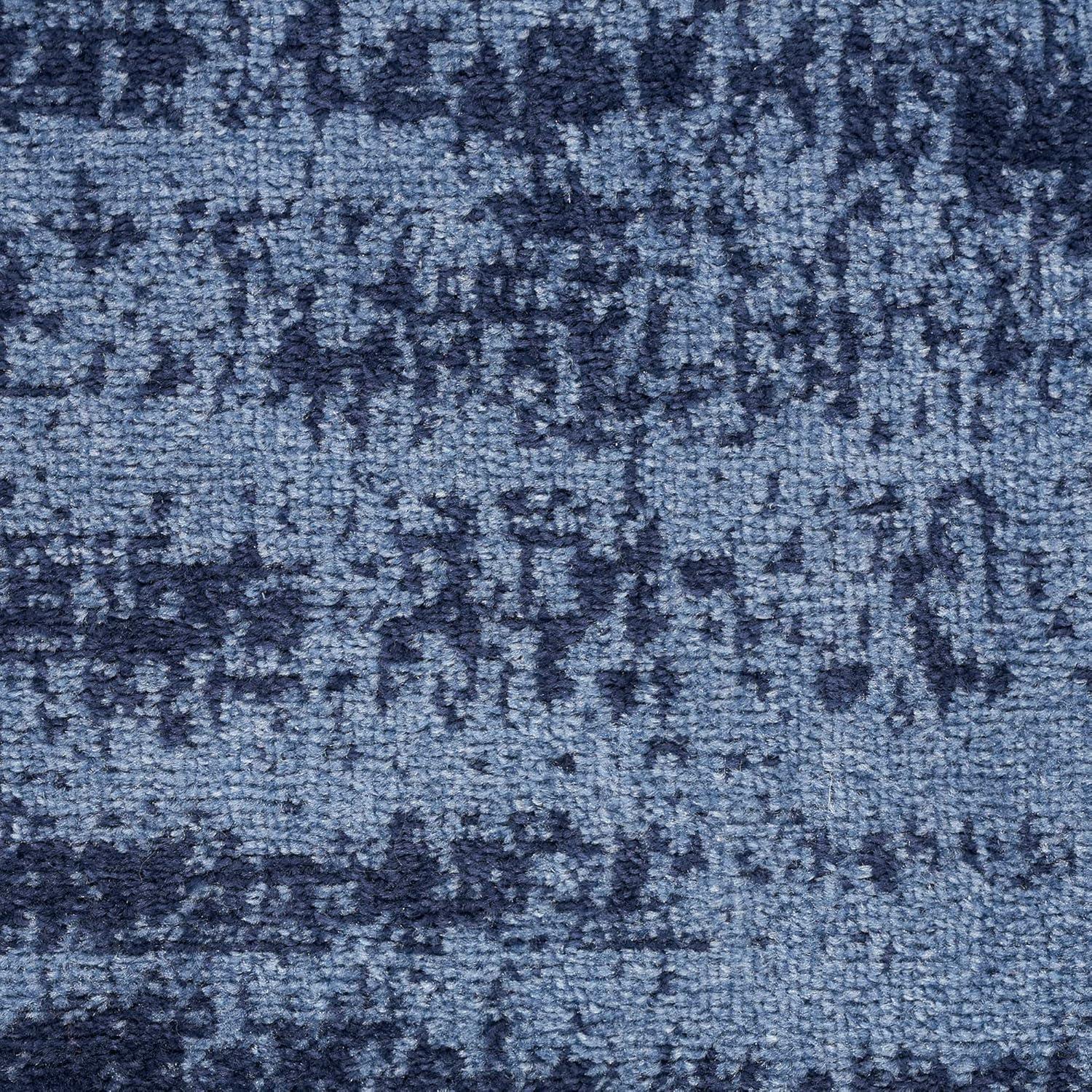 Denim Blue Abstract 5' x 7' Easy-Care Synthetic Outdoor Rug