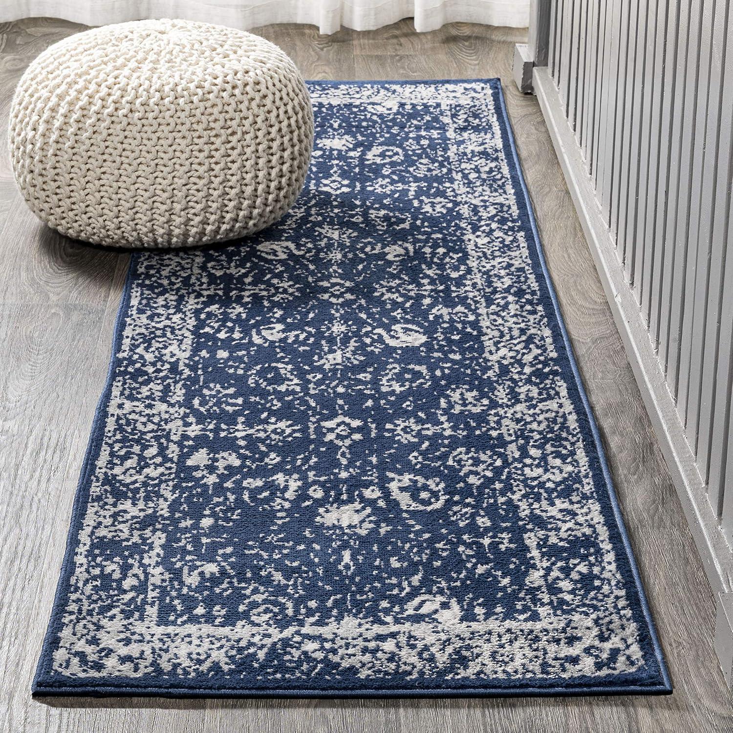 2'x8' Soleiman Modern Persian Runner Rug, Navy - JONATHAN Y