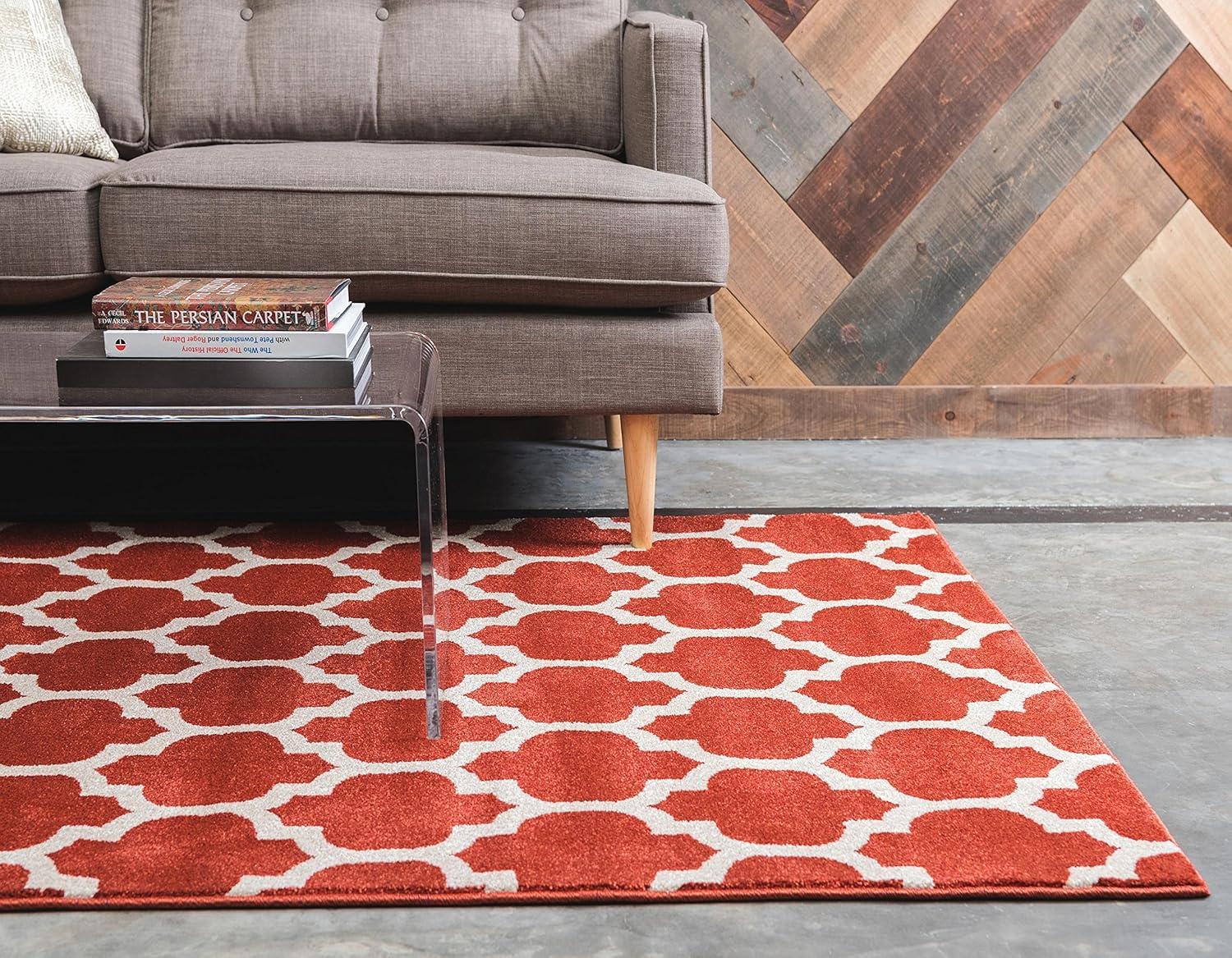 Elegant Terracotta Trellis 7' x 10' Indoor Rug - Stain-resistant and Easy Care