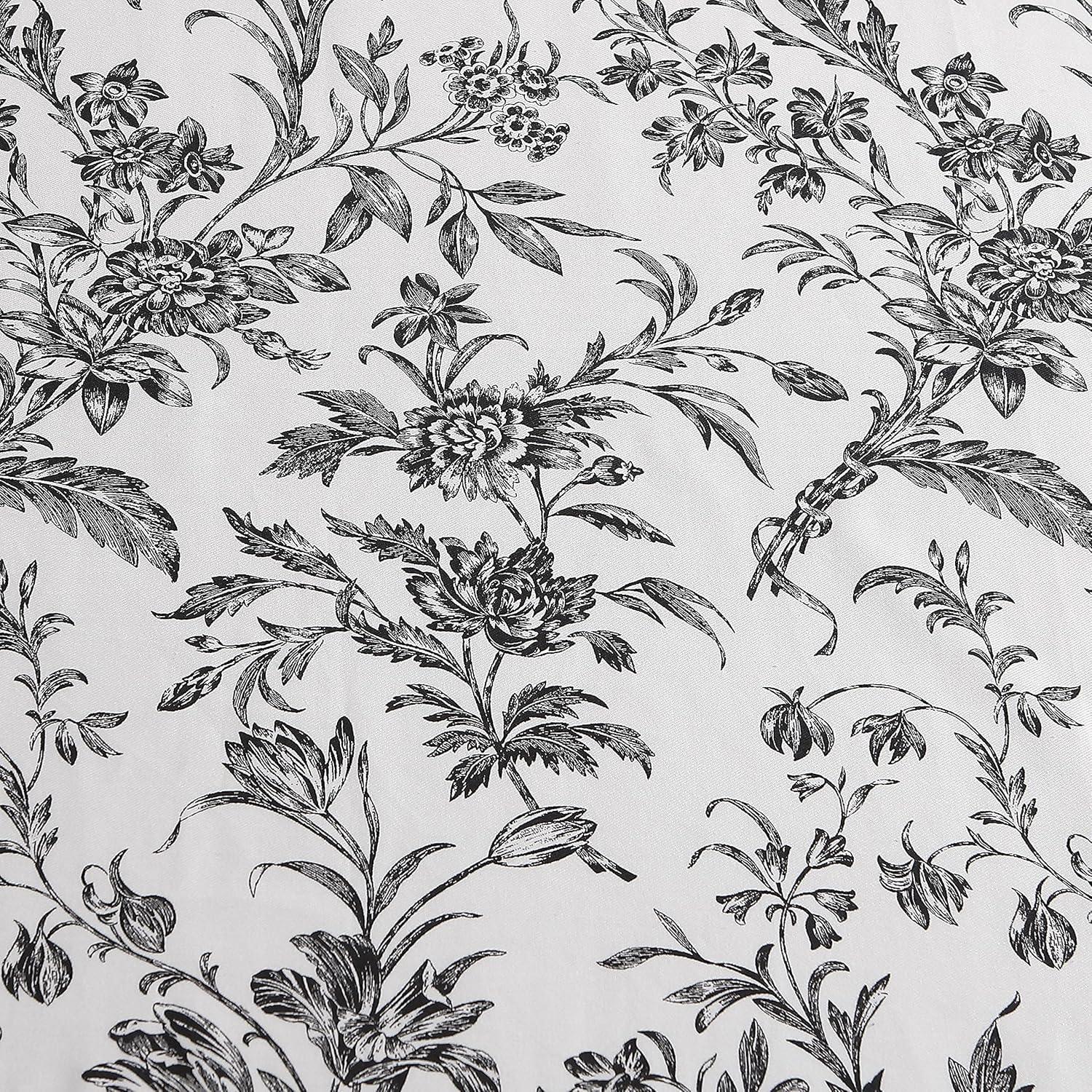 Amberley Black and White Cotton Floral Tub Curtain