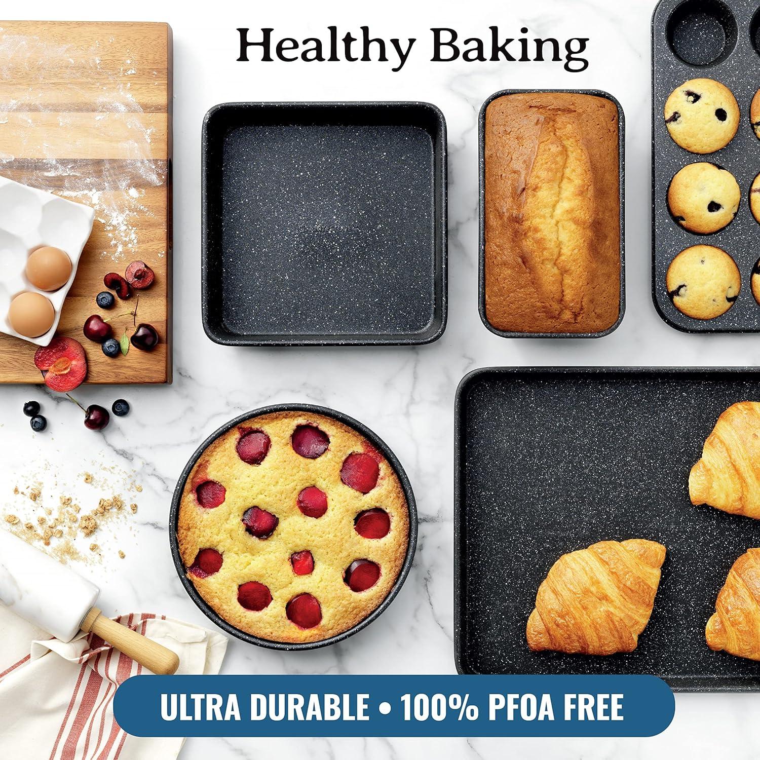 Granitestone Blue 20 Piece Aluminum Non Stick Cookware & Bakeware Set with Ultra Nonstick Surface, Oven & Dishwasher Safe