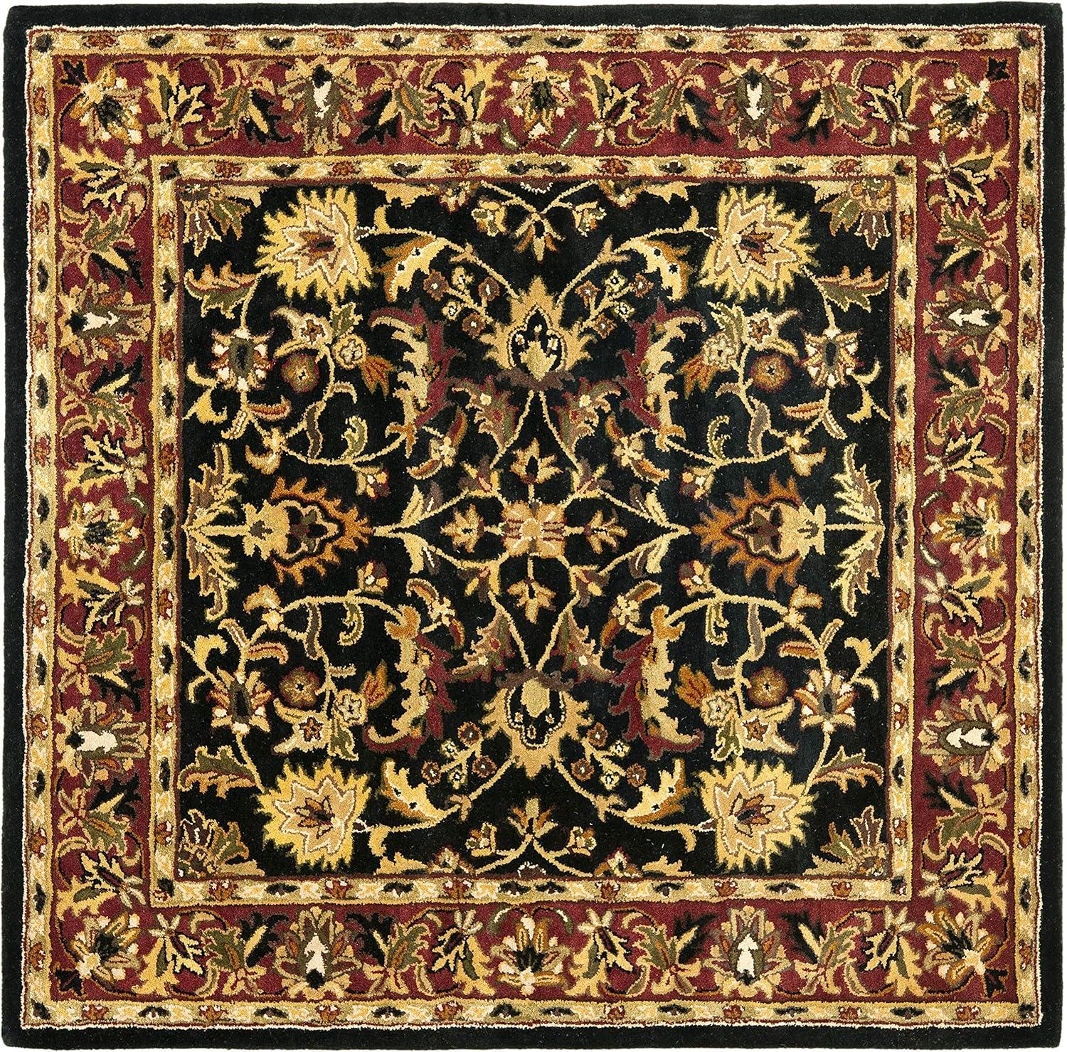 SAFAVIEH Heritage Hepburn Traditional Wool Area Rug, Black/Red, 10' x 10' Square