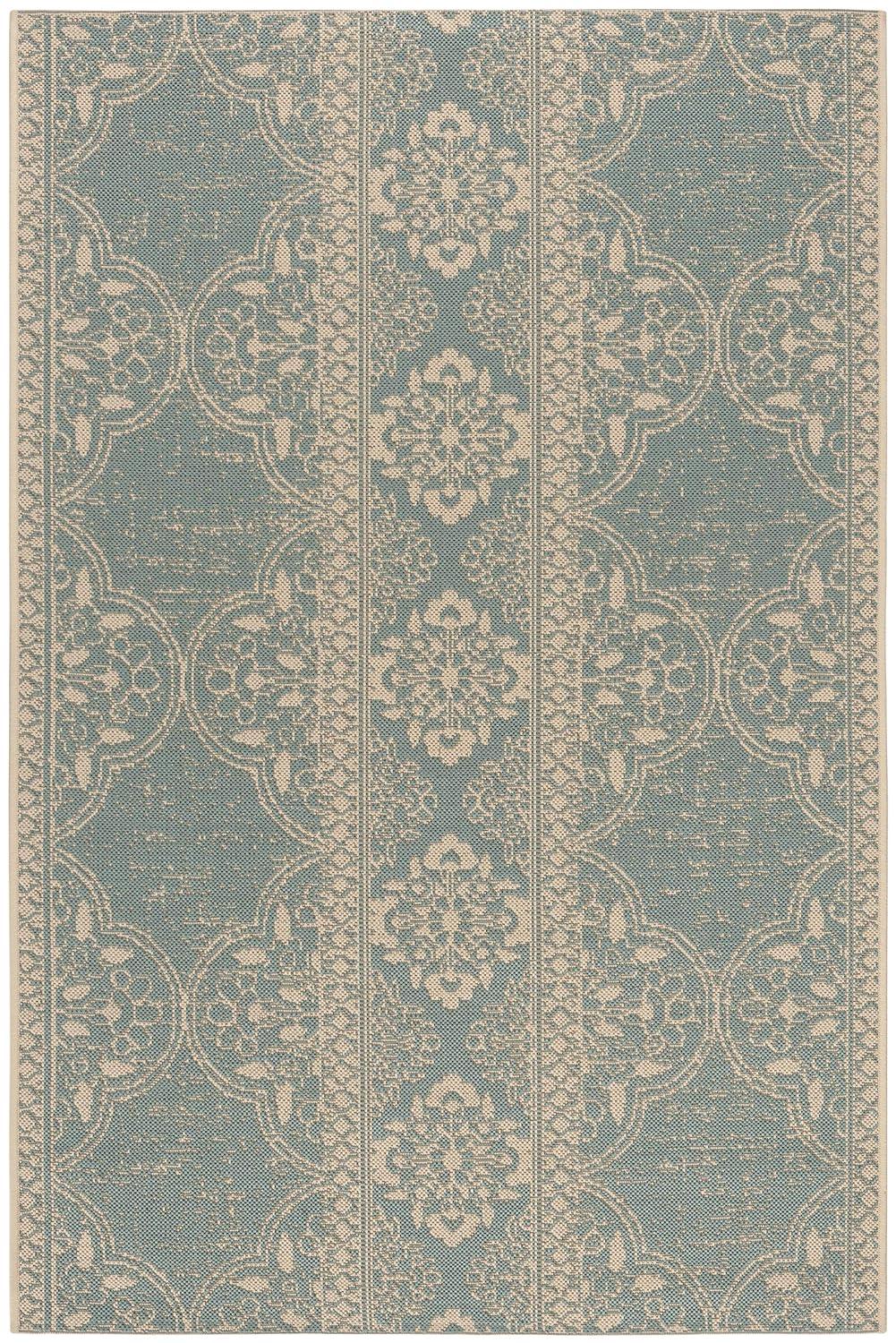 Danya Cream/Aqua Indoor/Outdoor Area Rug