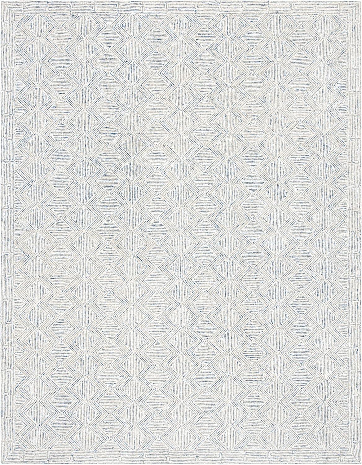 SAFAVIEH Micro-Loop Herbert Geometric Area Rug, Blue/Ivory, 9' x 12'