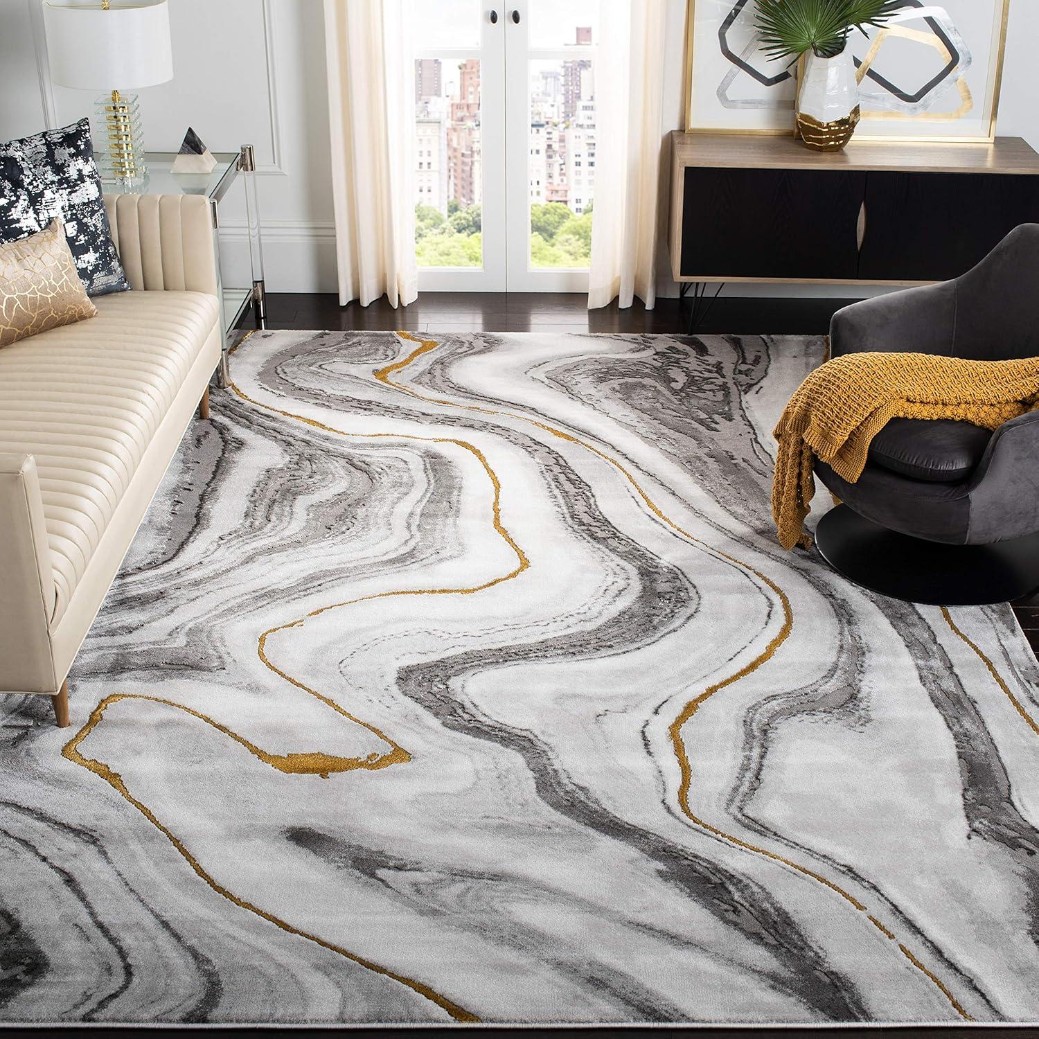 Craft CFT819 Loomed Indoor Area Rug - Grey/Gold - 6'7"x9' - Safavieh