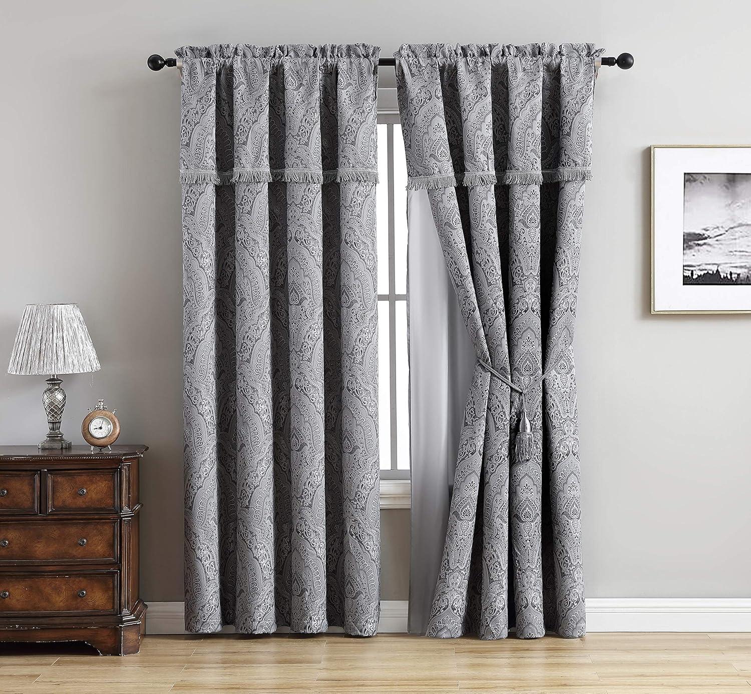 Chezmoi Collection Synthetic Paisley Room Darkening Rod Pocket Curtain Panel