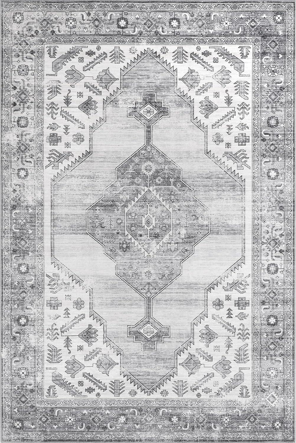 Nuloom Gracie Distressed Medallion Machine Washable Indoor Area Rug