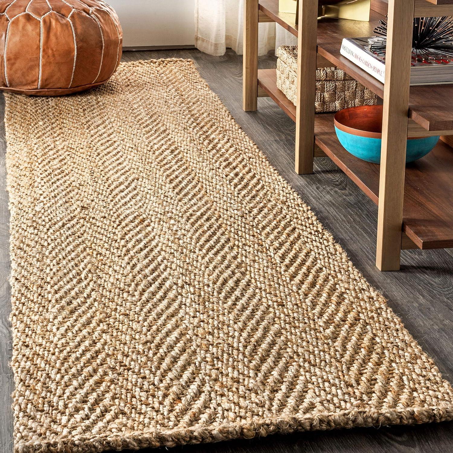 Espina Hand Woven Herringbone Chunky Jute Indoor Area Rug - JONATHAN Y