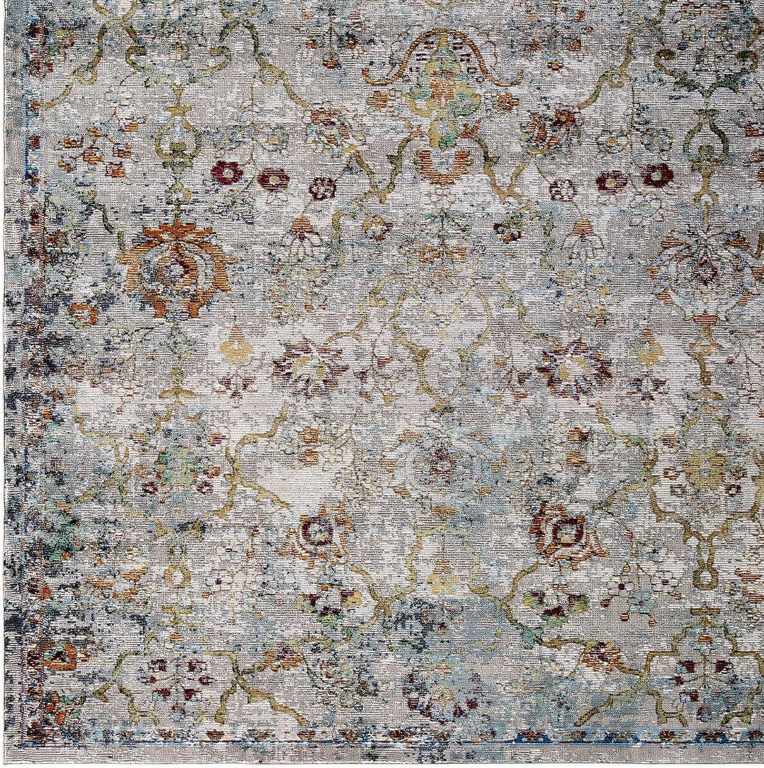 Manuka Blue Floral Synthetic 4' x 6' Area Rug