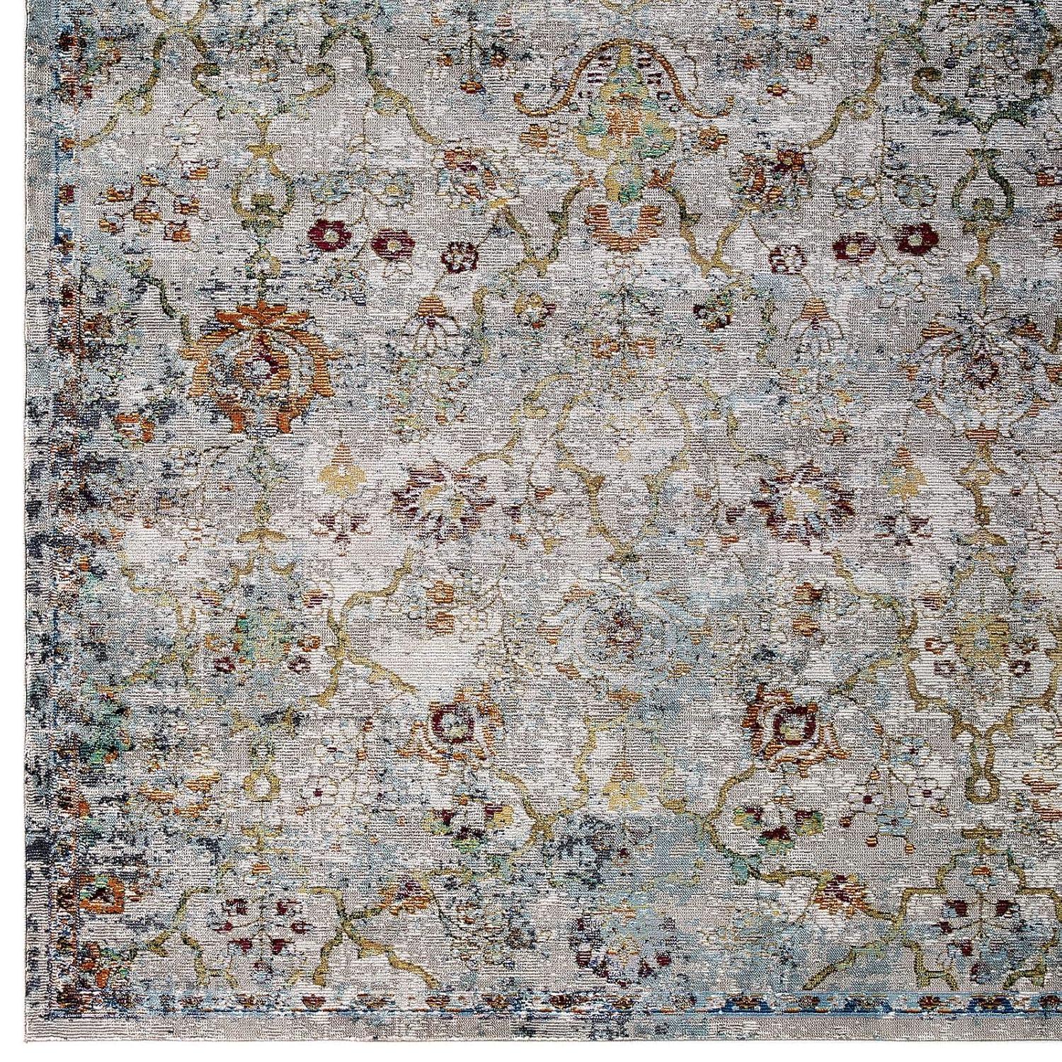 Modway Modway Porch & Den Fauntleroy Distressed Vintage Floral Lattice Area Rug