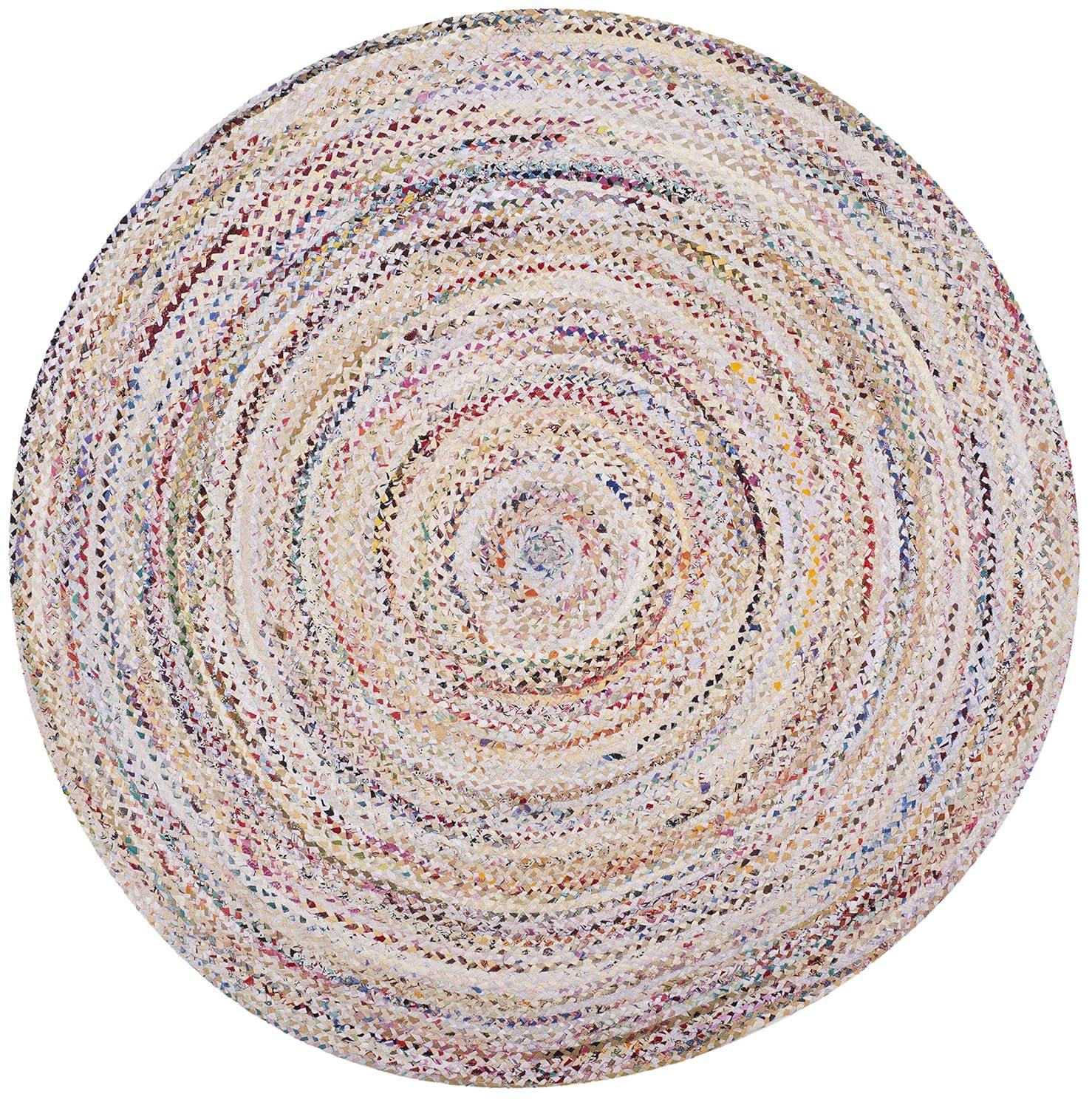 Braided BRD210 Hand Woven Area Rug - Ivory/Multi - 3'x3' - Safavieh.