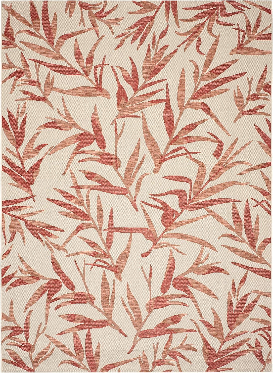 SAFAVIEH Courtyard Alannis Botanical Indoor/Outdoor Area Rug, Beige/Terracotta, 9' x 12'