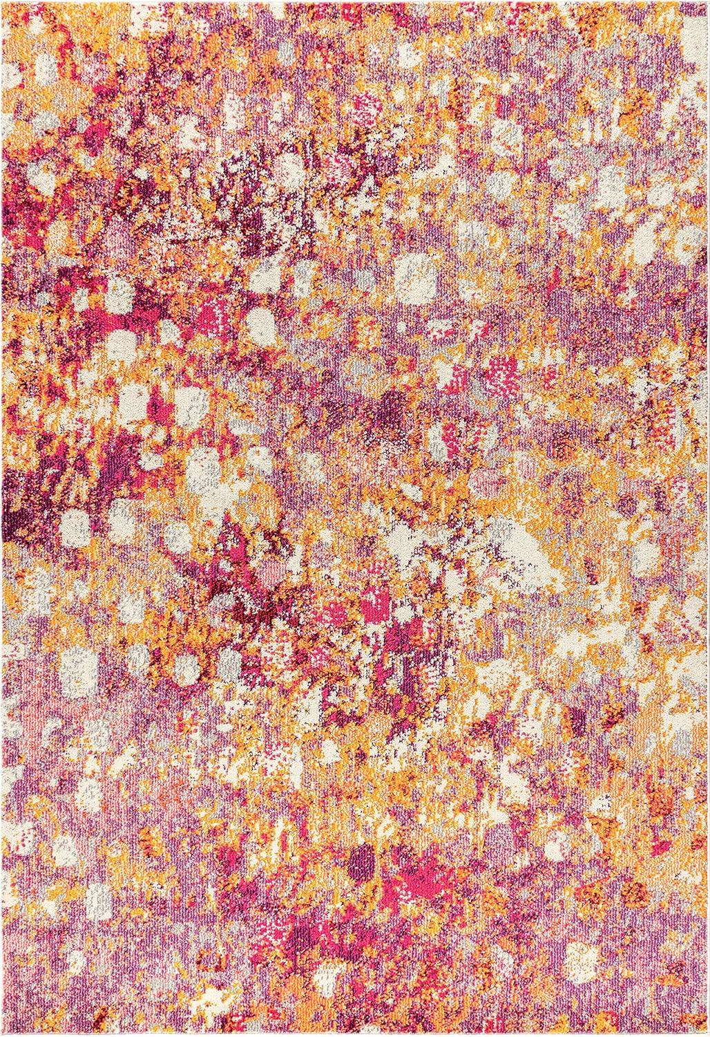 8'x10' Contemporary POP Modern Abstract Area Rug, Pink/Orange - JONATHAN Y