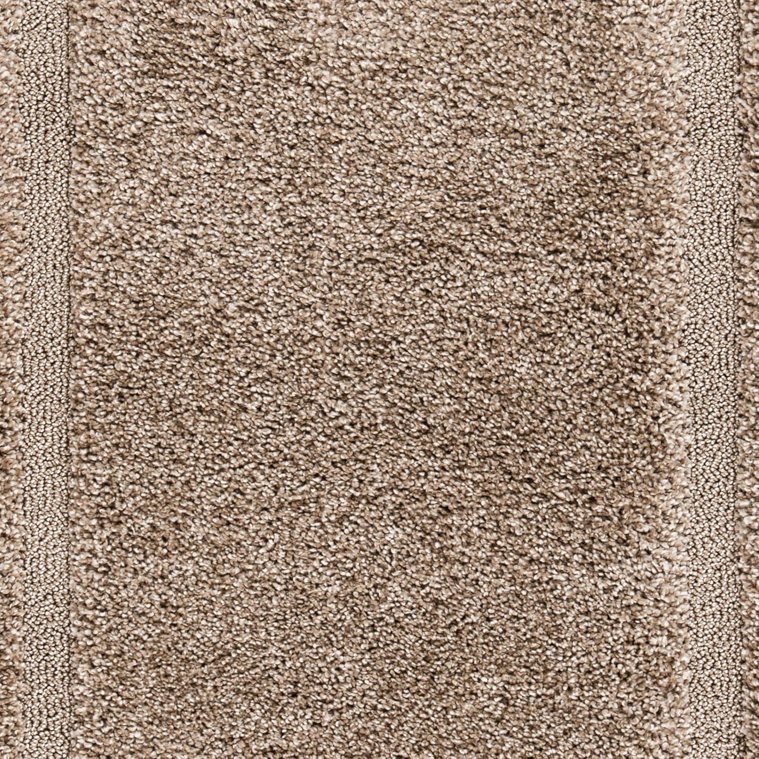 Plush Square Shadow Box Shag Rug in Neutral Brown, 47"