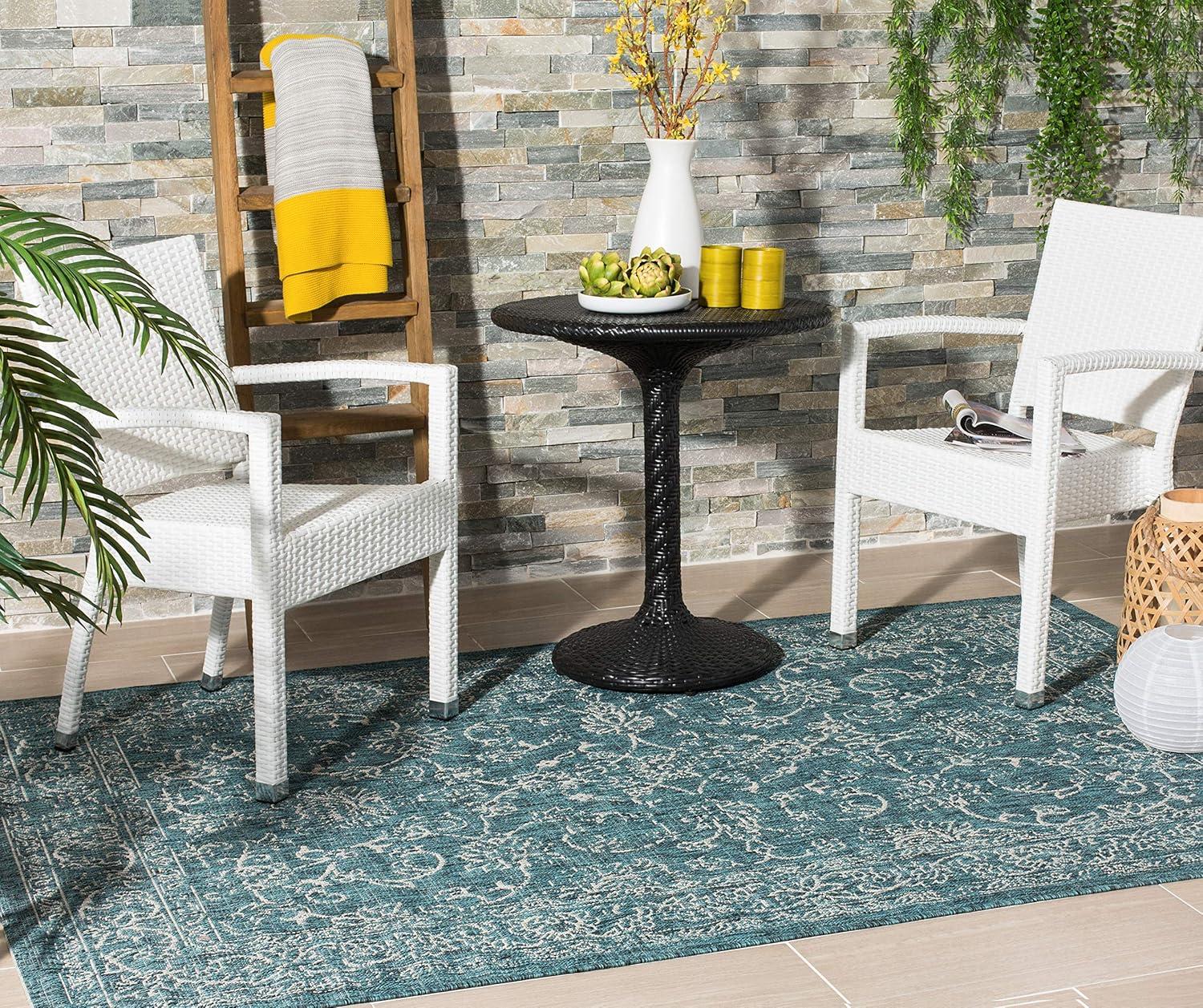 Courtyard CY8680 Power Loomed Indoor and Outdoor Area Rug - Turquoise - 9'x12' - Safavieh
